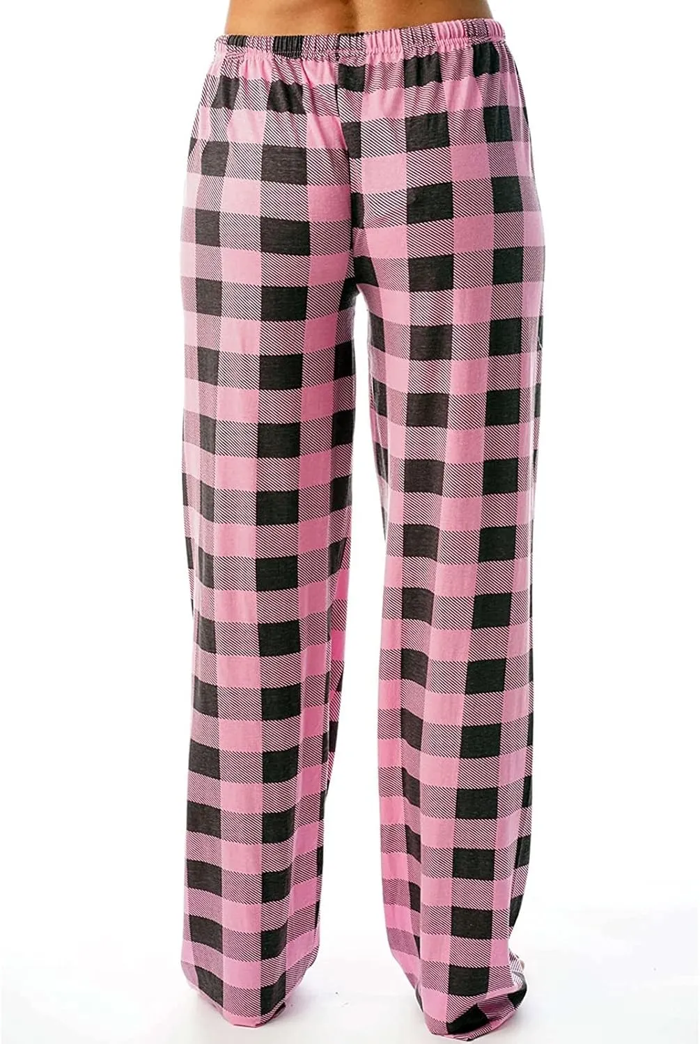 Pajamas Pants for Women Plaid Loose Fit Elastic Waist Drawstring Pants Wide Leg Pajama Pants Comfy Soft Lounge Pants