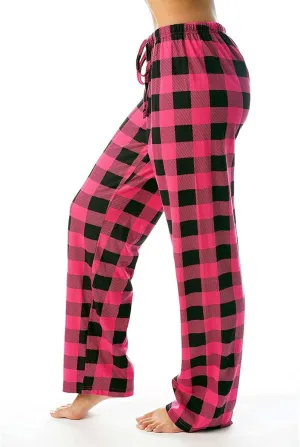 Pajamas Pants for Women Plaid Loose Fit Elastic Waist Drawstring Pants Wide Leg Pajama Pants Comfy Soft Lounge Pants