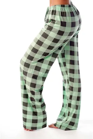 Pajamas Pants for Women Plaid Loose Fit Elastic Waist Drawstring Pants Wide Leg Pajama Pants Comfy Soft Lounge Pants