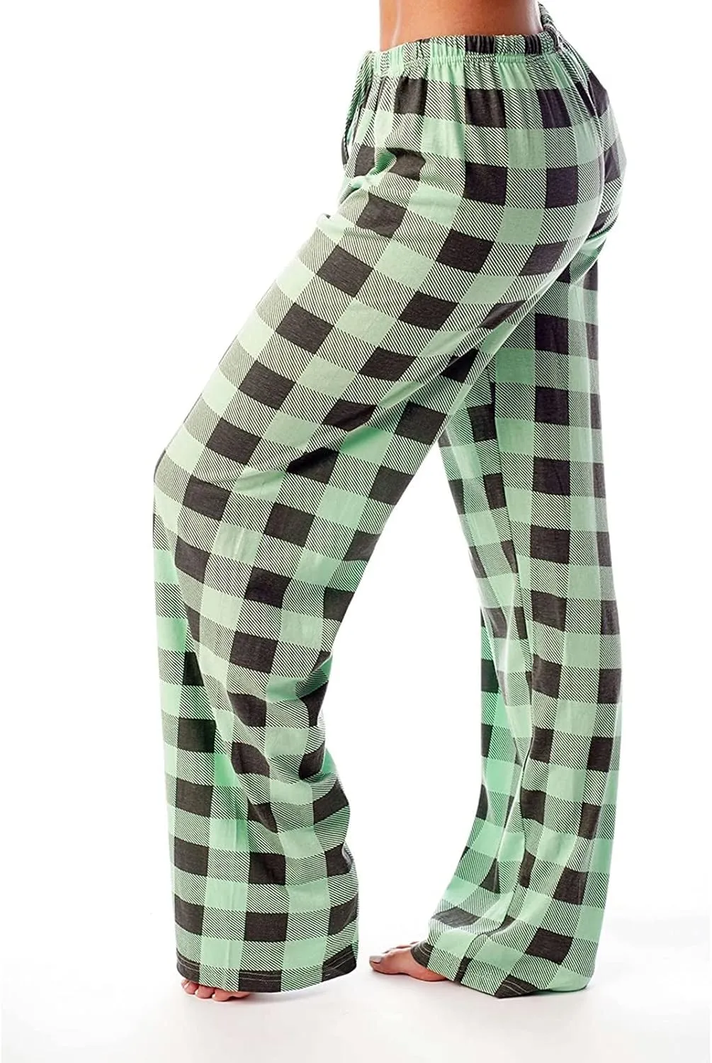 Pajamas Pants for Women Plaid Loose Fit Elastic Waist Drawstring Pants Wide Leg Pajama Pants Comfy Soft Lounge Pants
