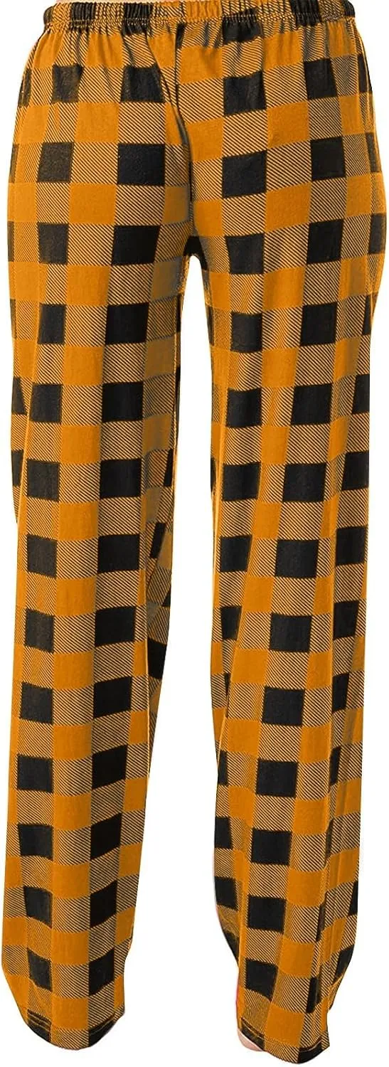 Pajamas Pants for Women Wide Leg Casual Comfy Loose Plaid Pants Stretchy Cute Sleep Bell Bottom Pajama Pants