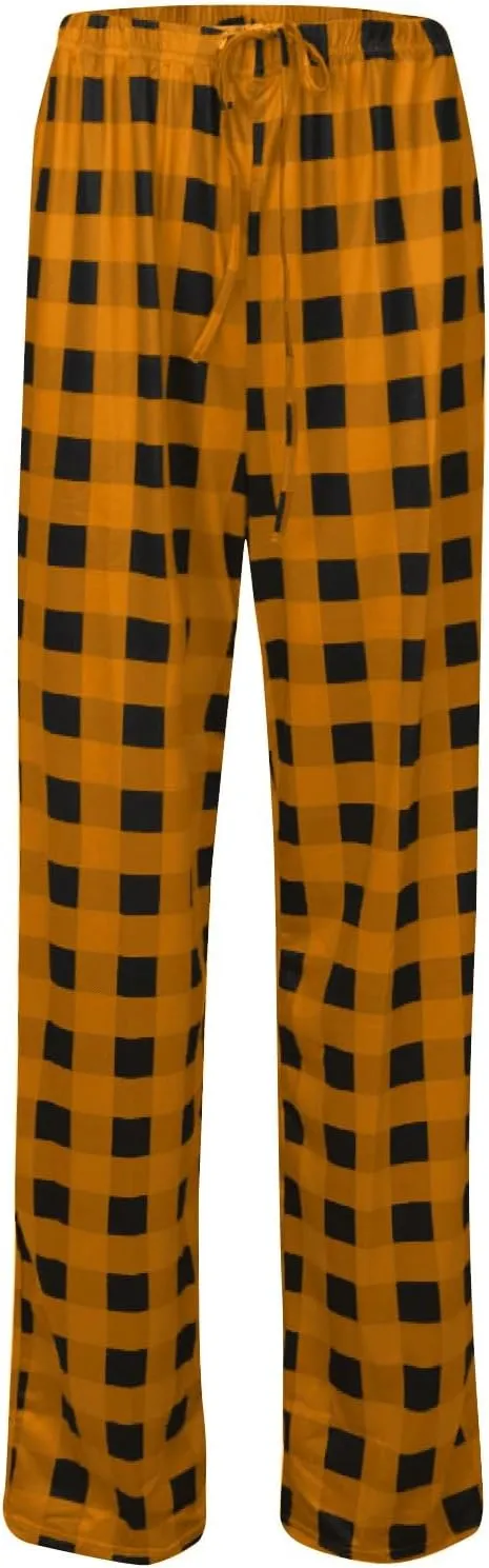 Pajamas Pants for Women Wide Leg Casual Comfy Loose Plaid Pants Stretchy Cute Sleep Bell Bottom Pajama Pants