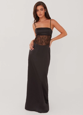 Palais Royale Lace Maxi Dress - Black Sleeveless Cut Fashionable Layers Palais Royale Lace Maxi Dress - Black