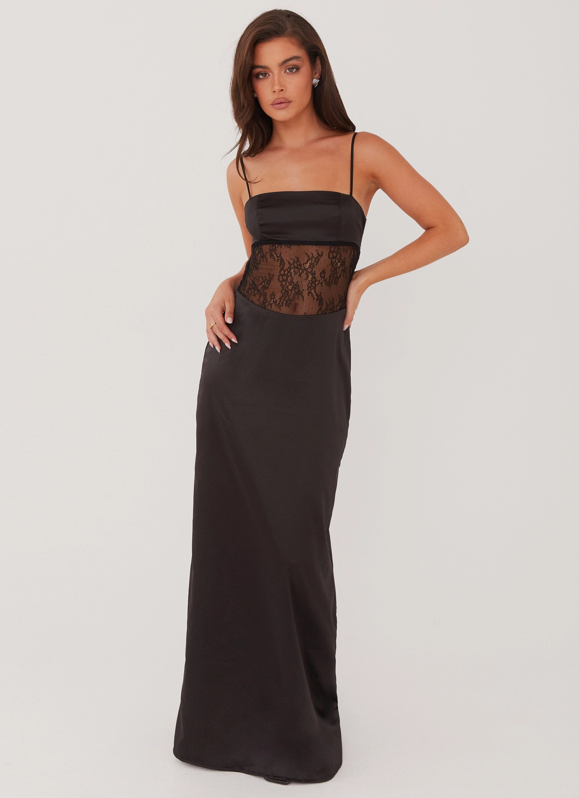 Fashionable Layers Palais Royale Lace Maxi Dress - Black