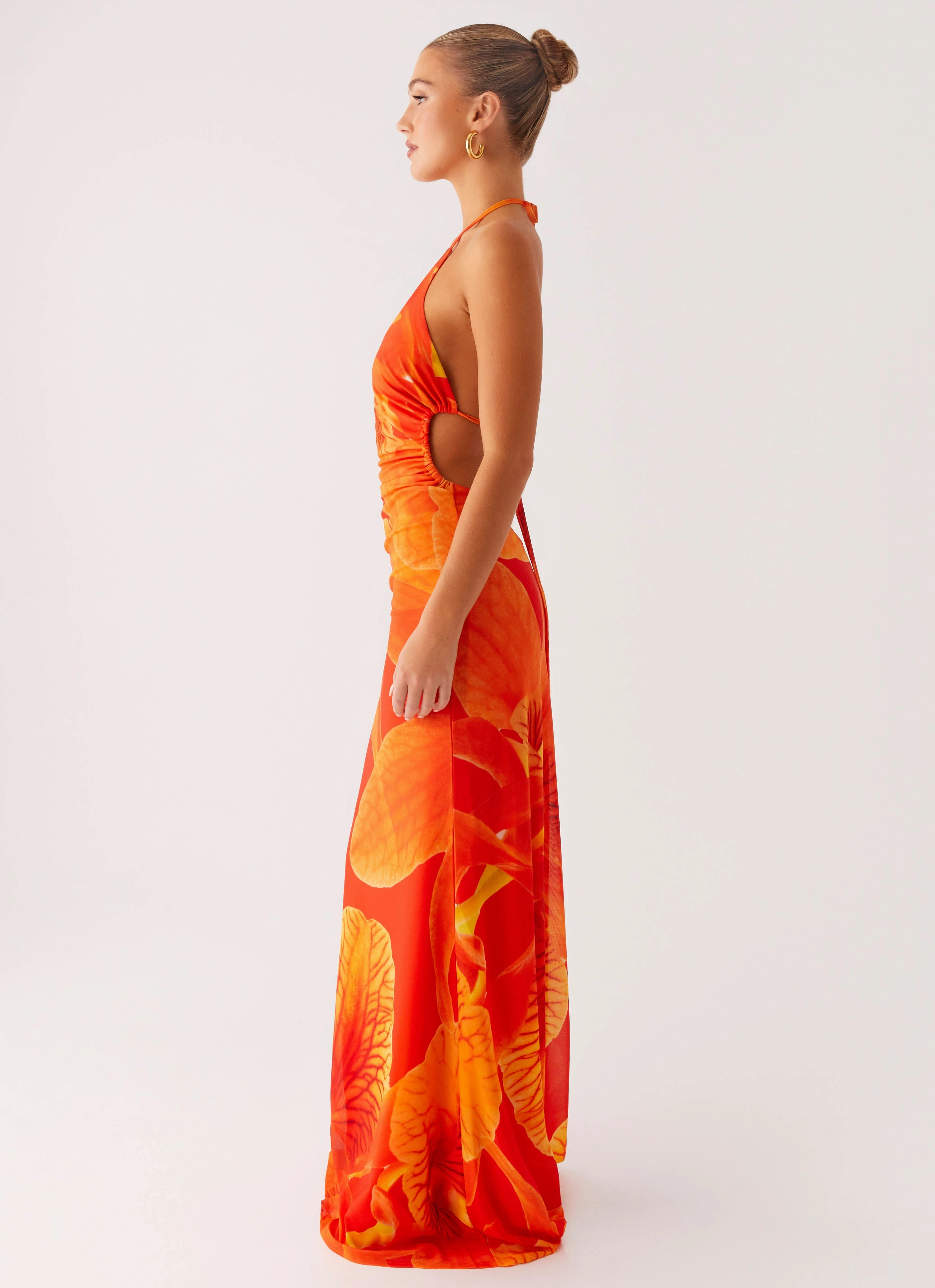 Polished Wear Palawan Mesh Maxi Dress - Orange Floral