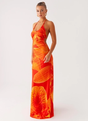 Daily Chic Palawan Mesh Maxi Dress - Orange Floral