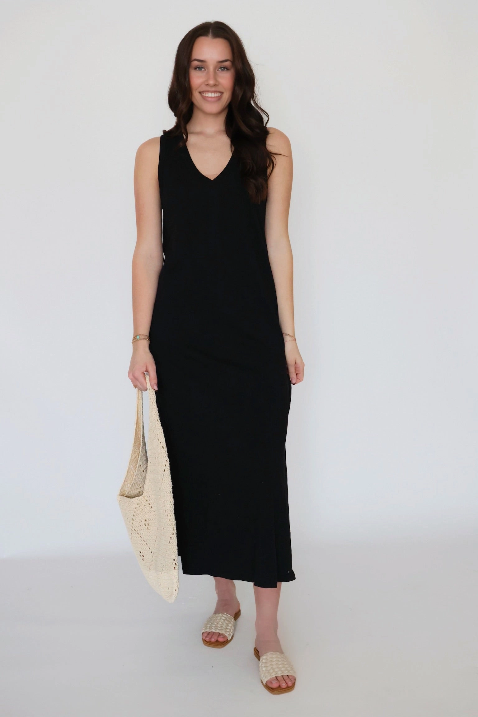 Palisades Midi Dress - Black Wrinkle Resistant Weave FadeResistant