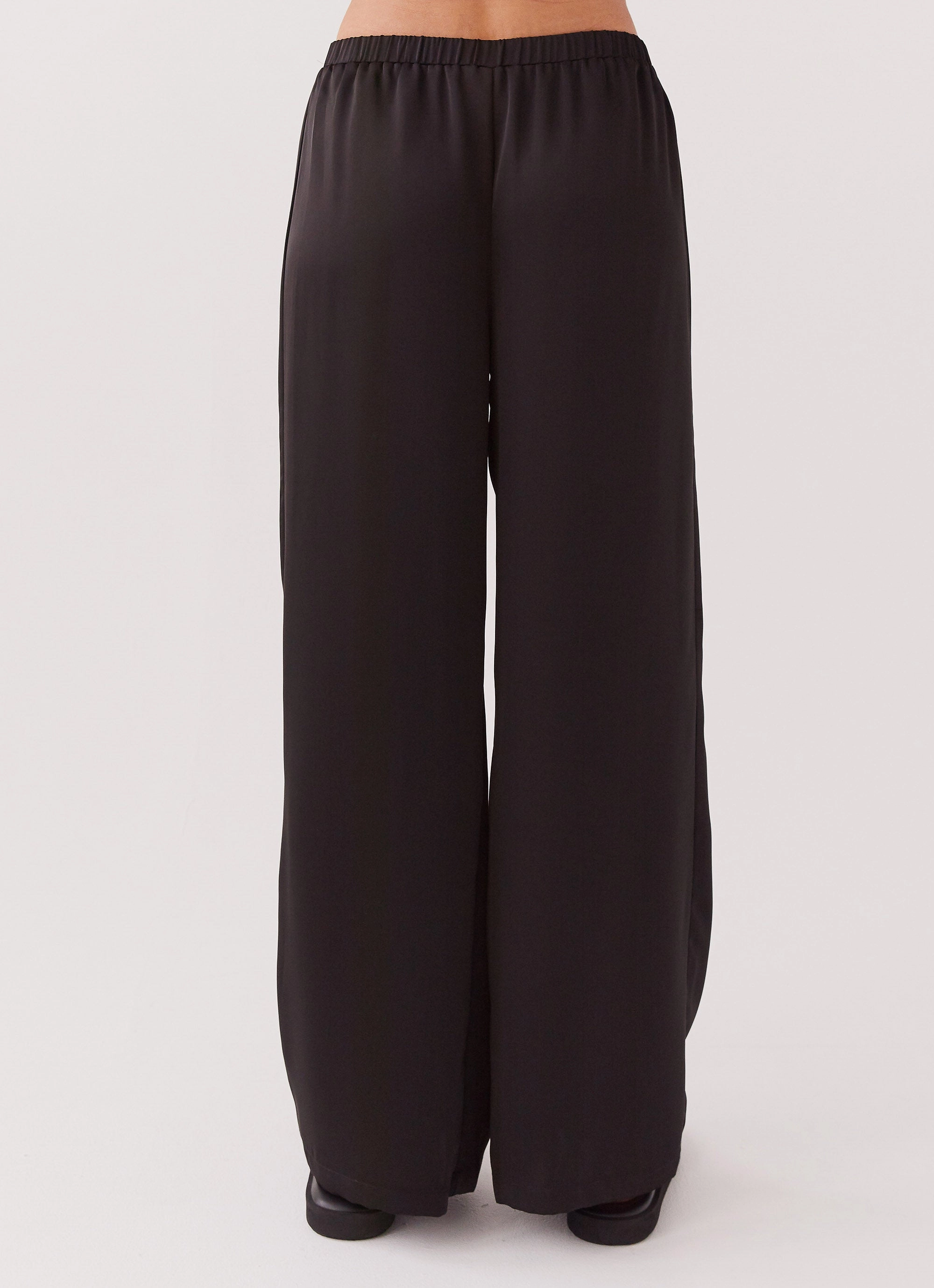 Light and Cozy Palm Cove Satin Pants - Black