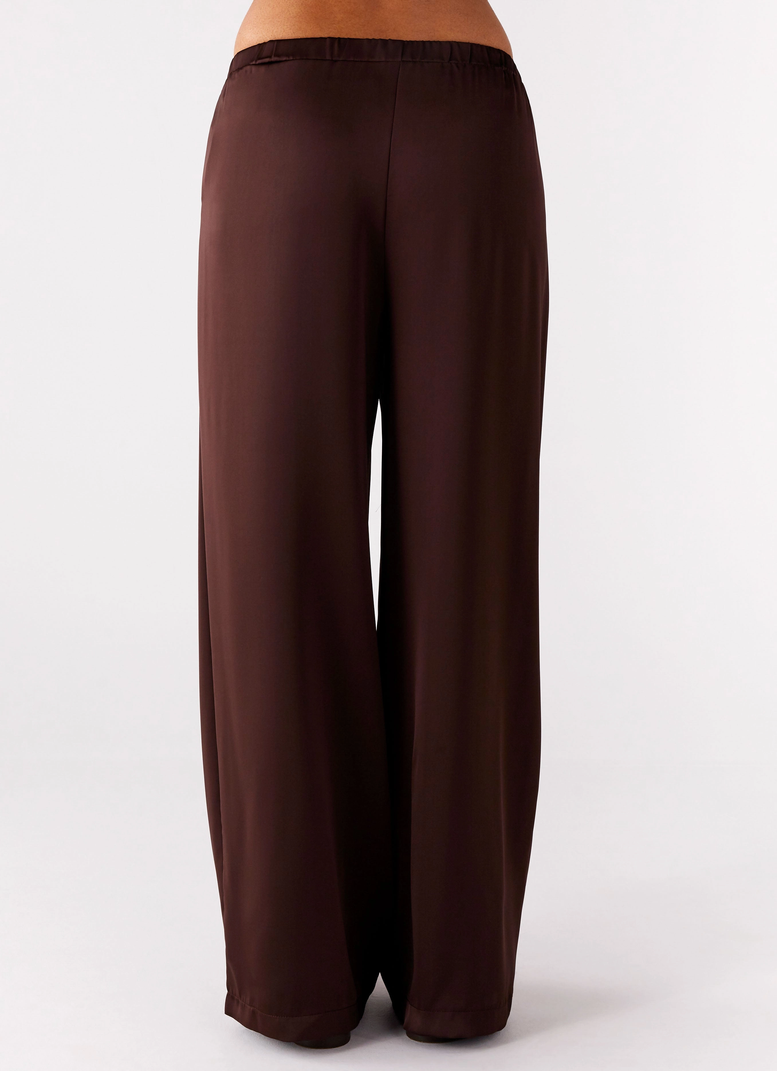 Palm Cove Satin Pants - Chocolate Rest Easy