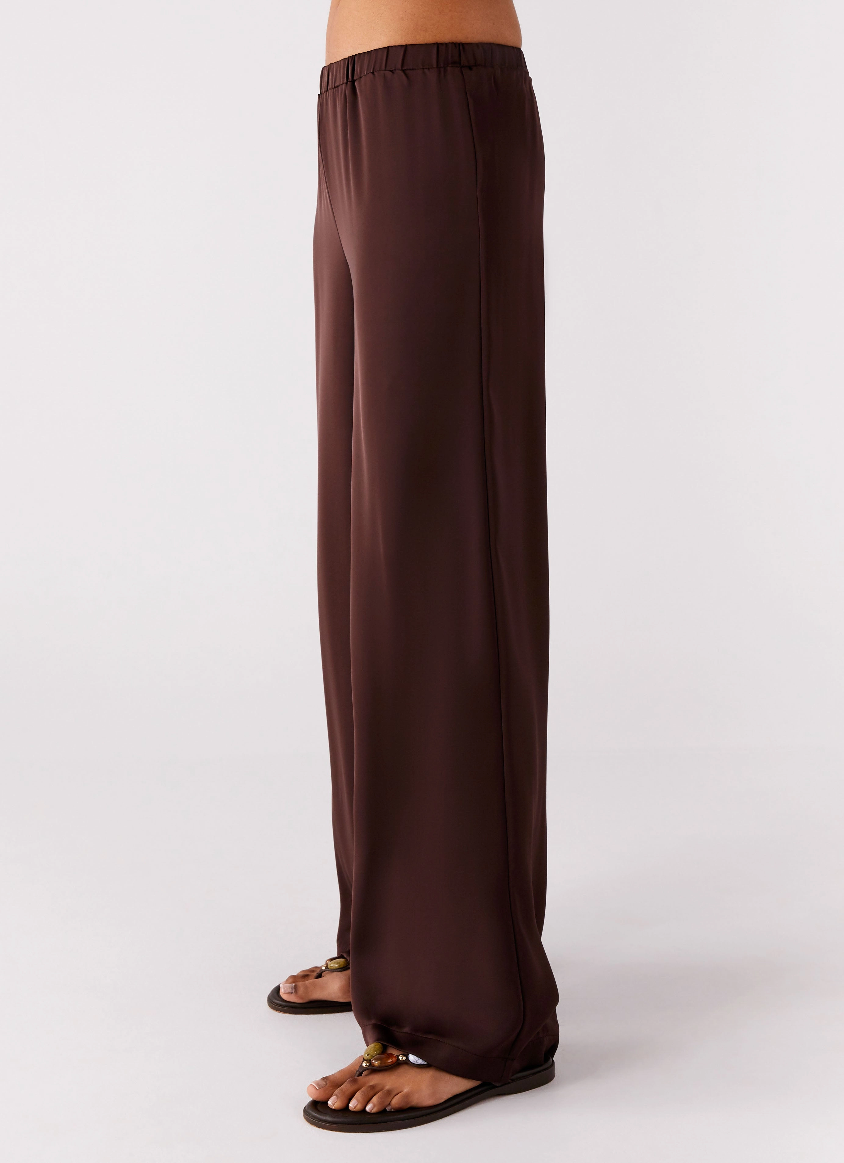 Palm Cove Satin Pants - Chocolate Layer-Friendly