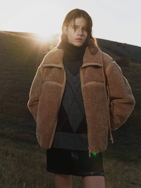 Panelled Fuzzy Puffer Jacket Panelled Fuzzy Puffer Jacket