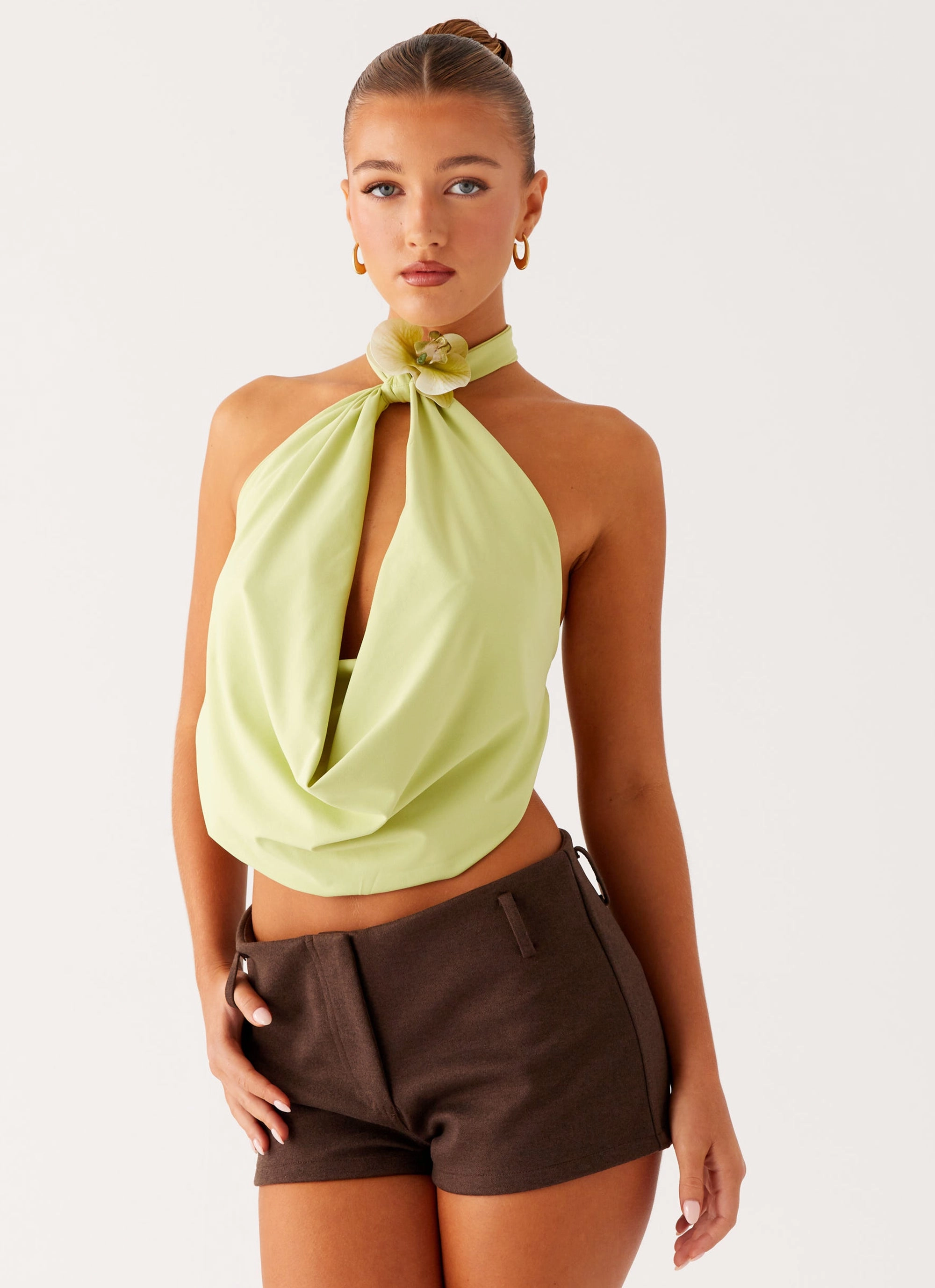 Paradisa Top - Green Minimalist Stitching