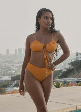 Paradise City Bikini Bottom - Summer Mango Low-Rise Brief Quick Absorb Drainage Jet Set Style Paradise City Bikini Bottom - Summer Mango