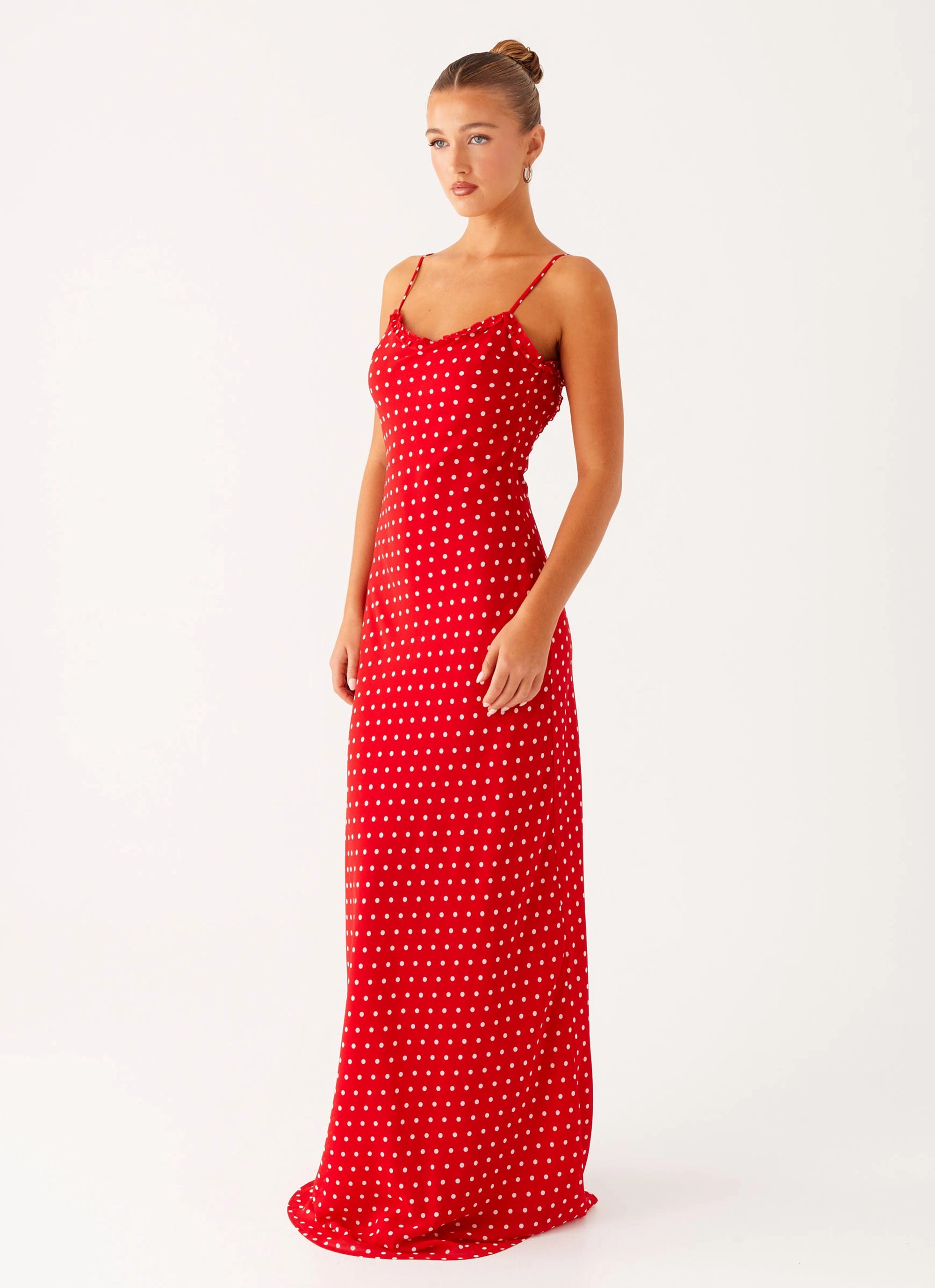 Pareo Maxi Dress - Red Polka Dot Minimal Curve
