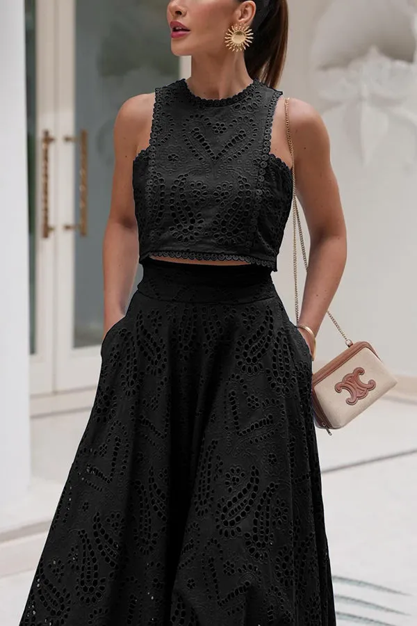 Paris Dreaming Embroidered Lace Crop Tank Top