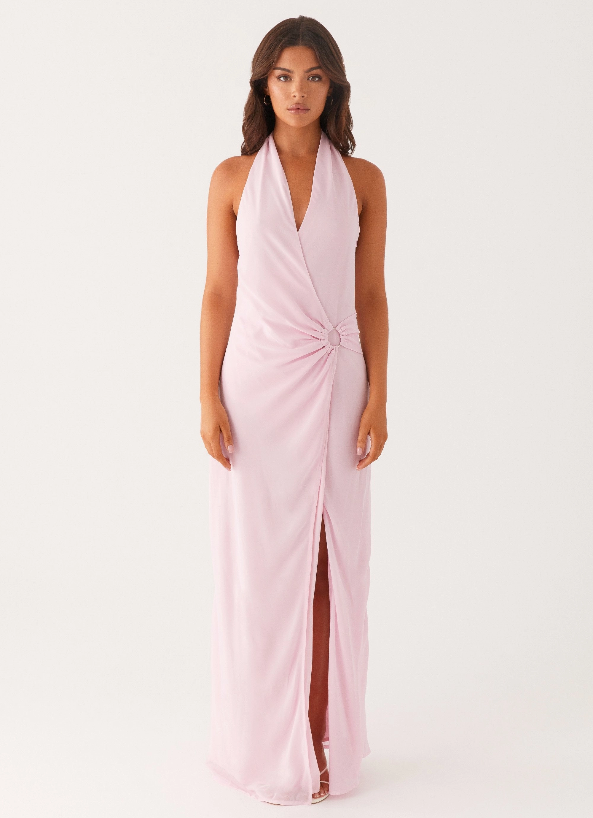 Somebody To You Maxi Dress - Pastel Pink Elegant Waist Adjustable Straps