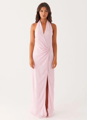 Somebody To You Maxi Dress - Pastel Pink Elegant Waist Adjustable Straps