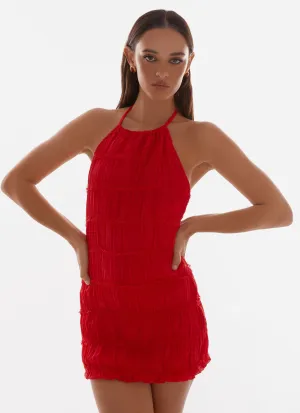 Party Ready Loose Fit Aullie Mini Dress - Red