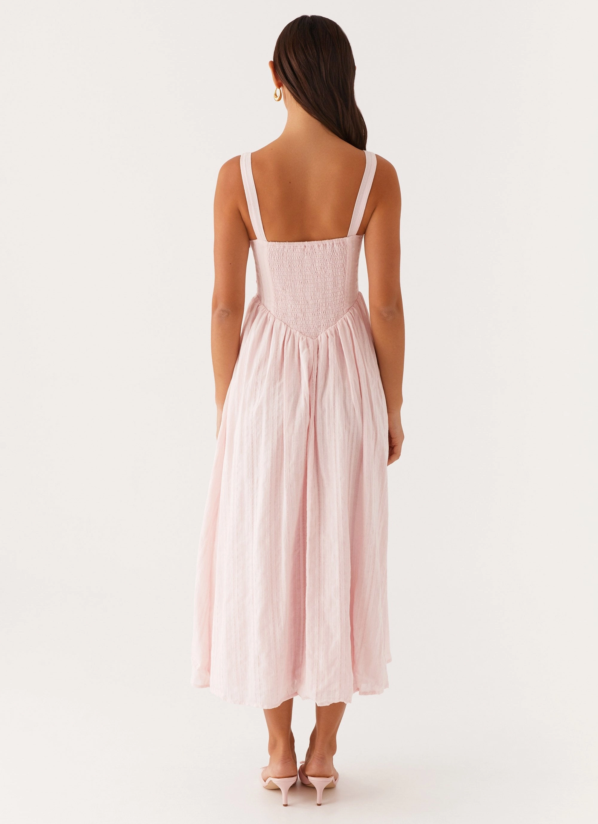 Flattering and Chic Premium Material Pascuelle Midi Dress - Pink