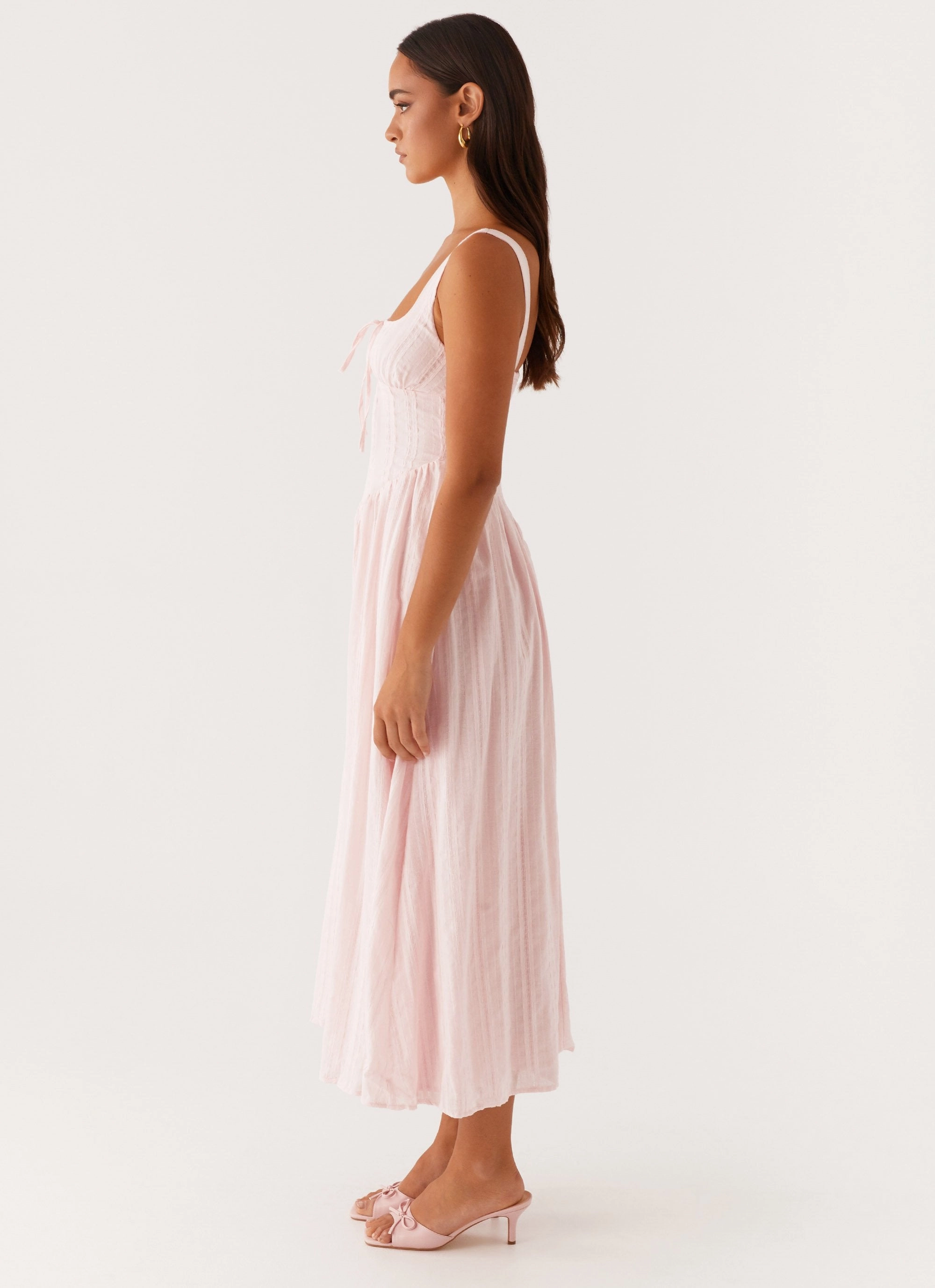 Flap-Detail Soft Profile Pascuelle Midi Dress - Pink
