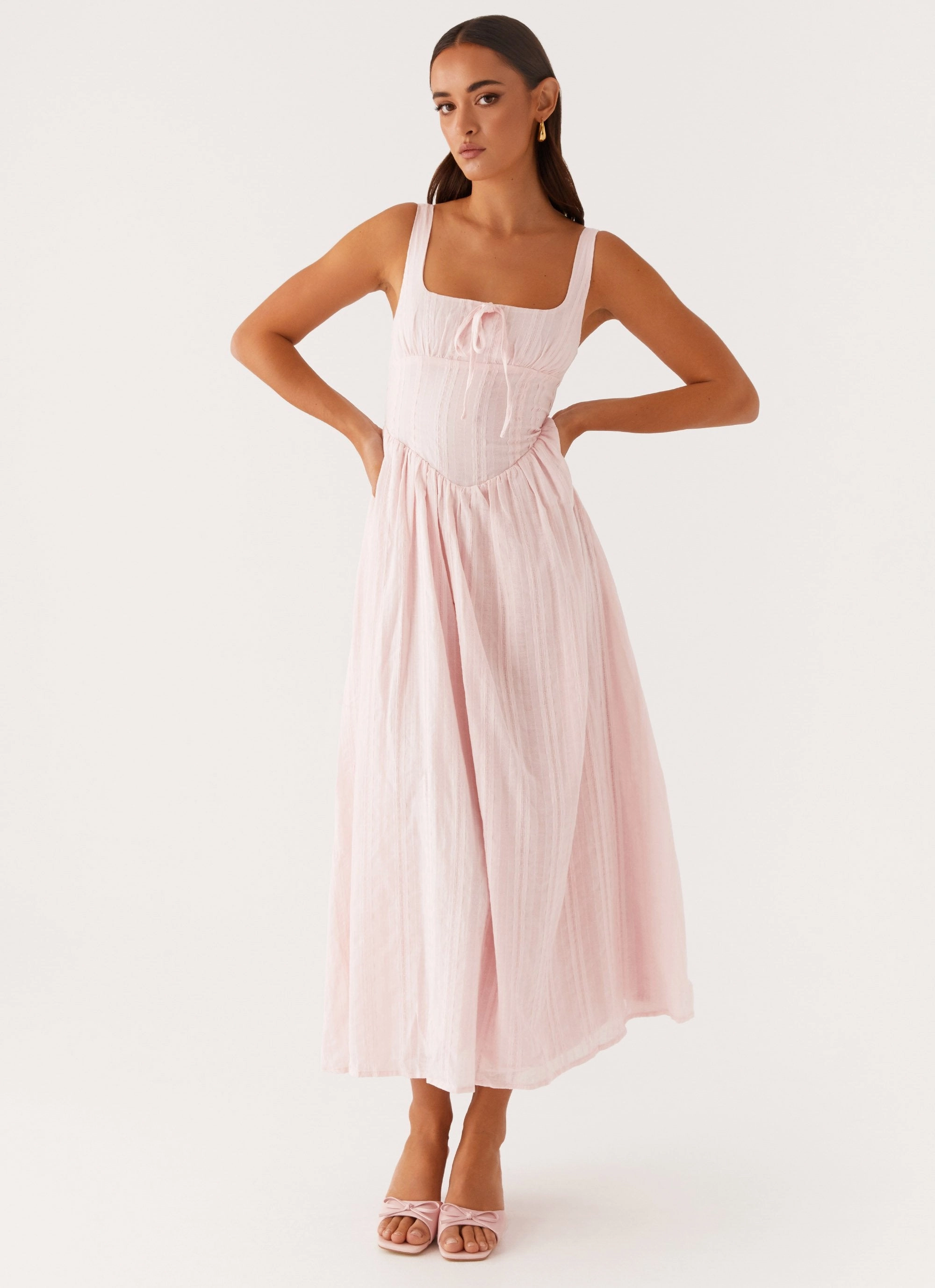 Pascuelle Midi Dress - Pink Adjustable Straps Bold Touches