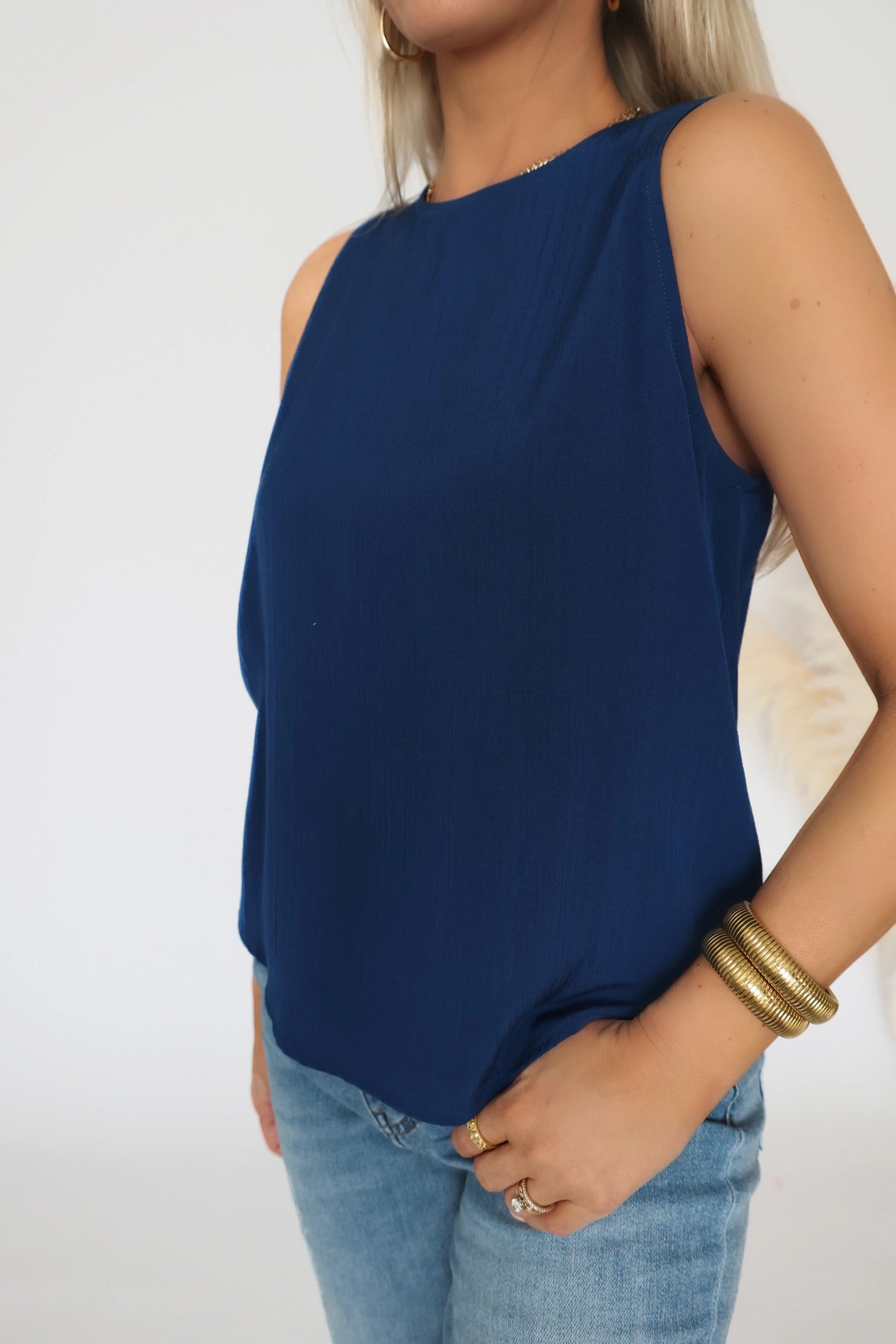 BuiltInLayer 3D Spacer Fabric Patio Seating Tank- Navy