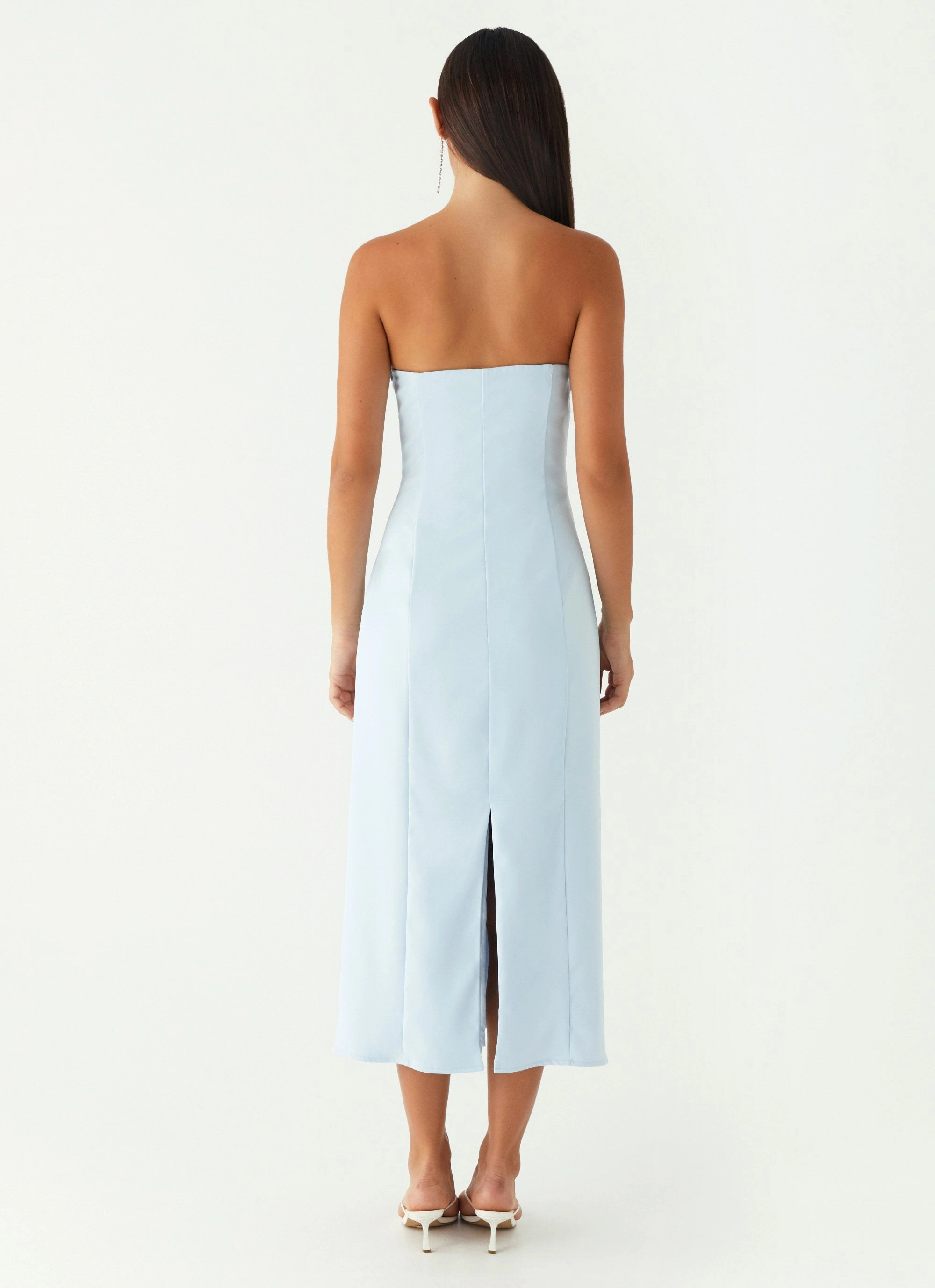 Elegant Simplicity Patsie Strapless Midi Dress - Blue