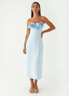 Patsie Strapless Midi Dress - Blue Modern Comfort Quick Match Patsie Strapless Midi Dress - Blue