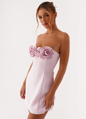 Essential Piece Sophisticated Waistband Fit Patsie Strapless Mini Dress - Pink