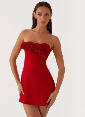 Patsie Strapless Mini Dress - Red Ethically-Made