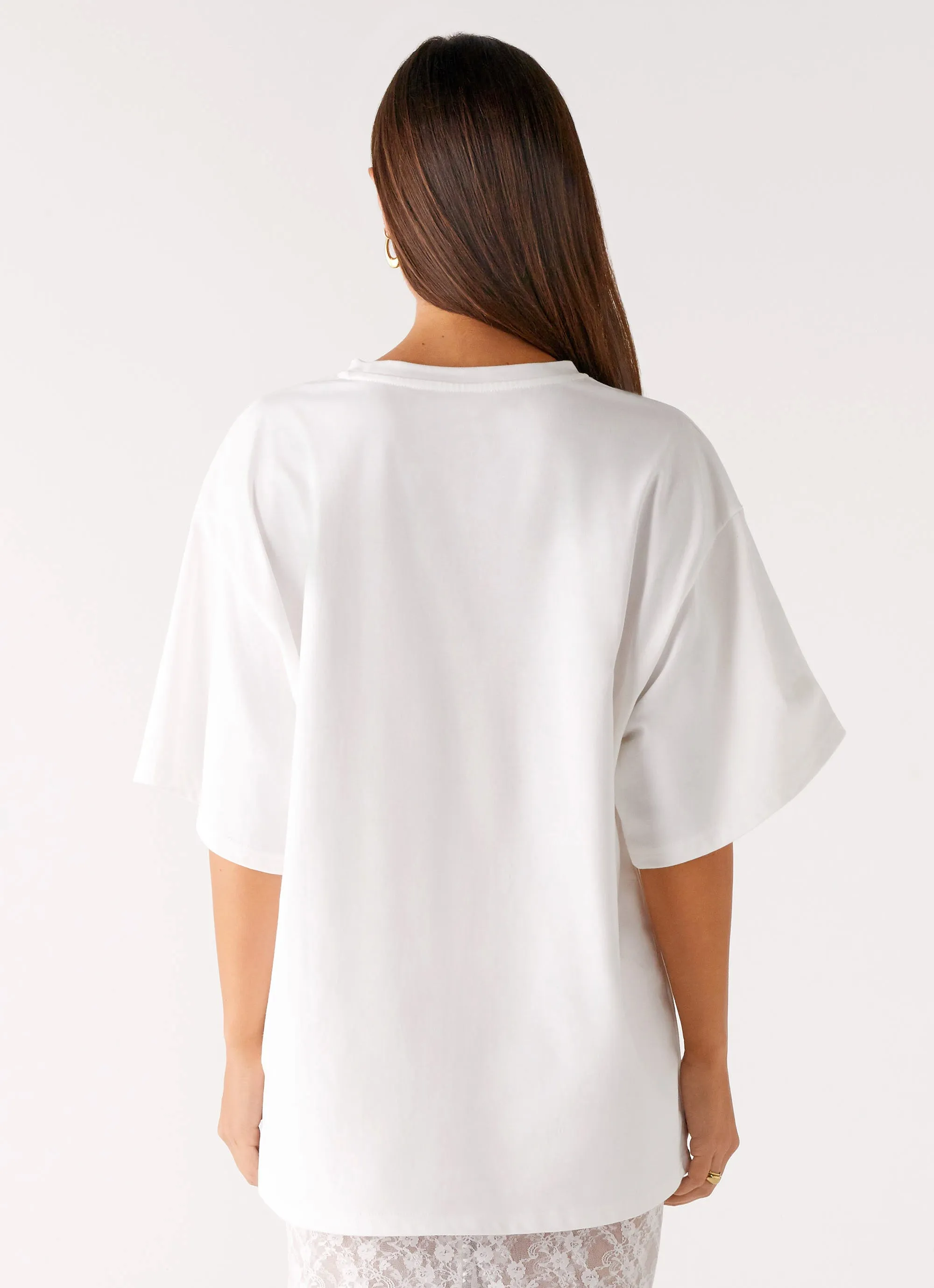 Pearl Oversized Tee - White Timeless Top Playful Design