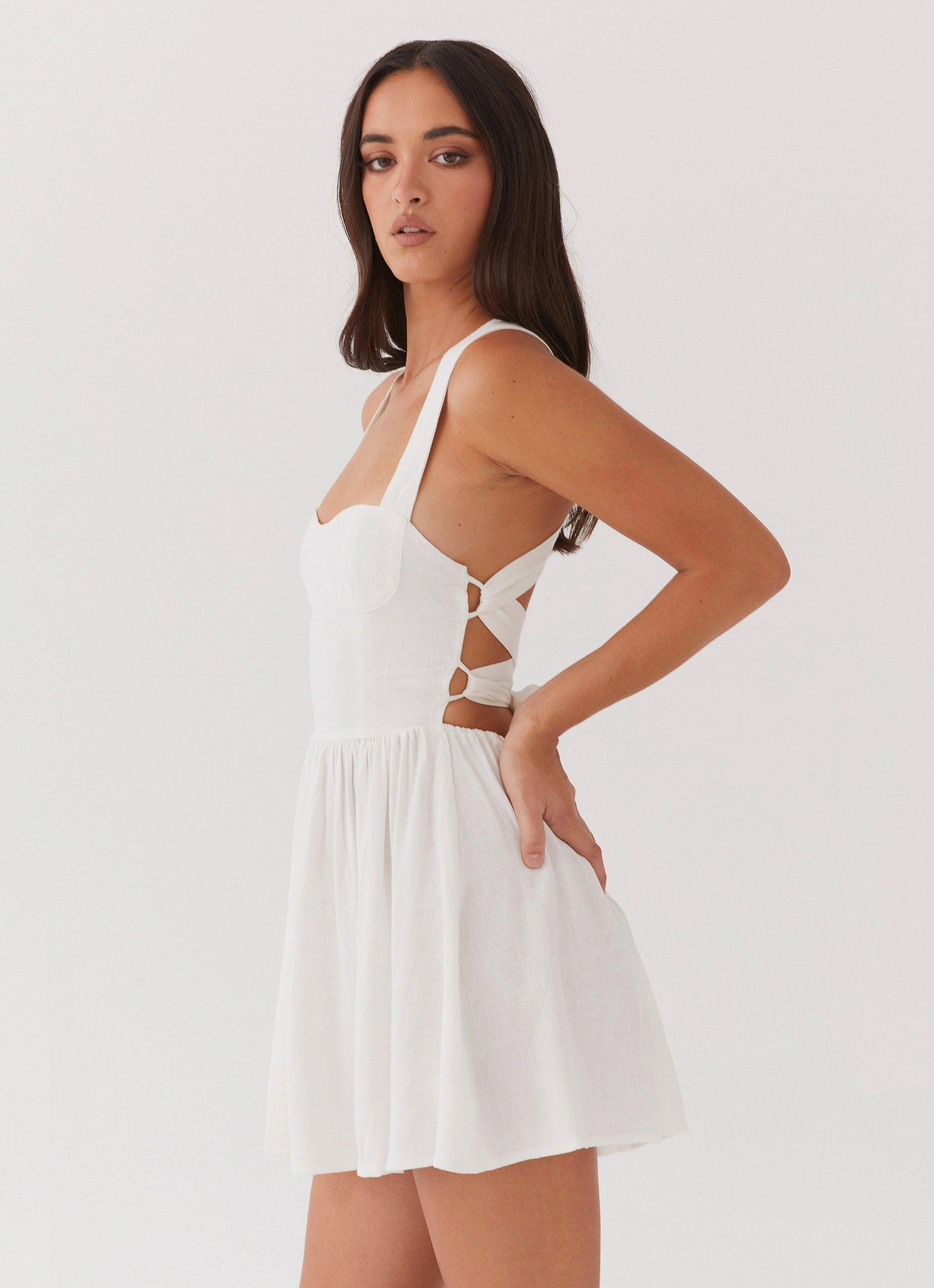Sunny Lace Penelope Linen Mini Dress - Ivory