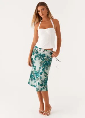 light colors Peony Quartz Midi Skirt - Cloud Nine Floral