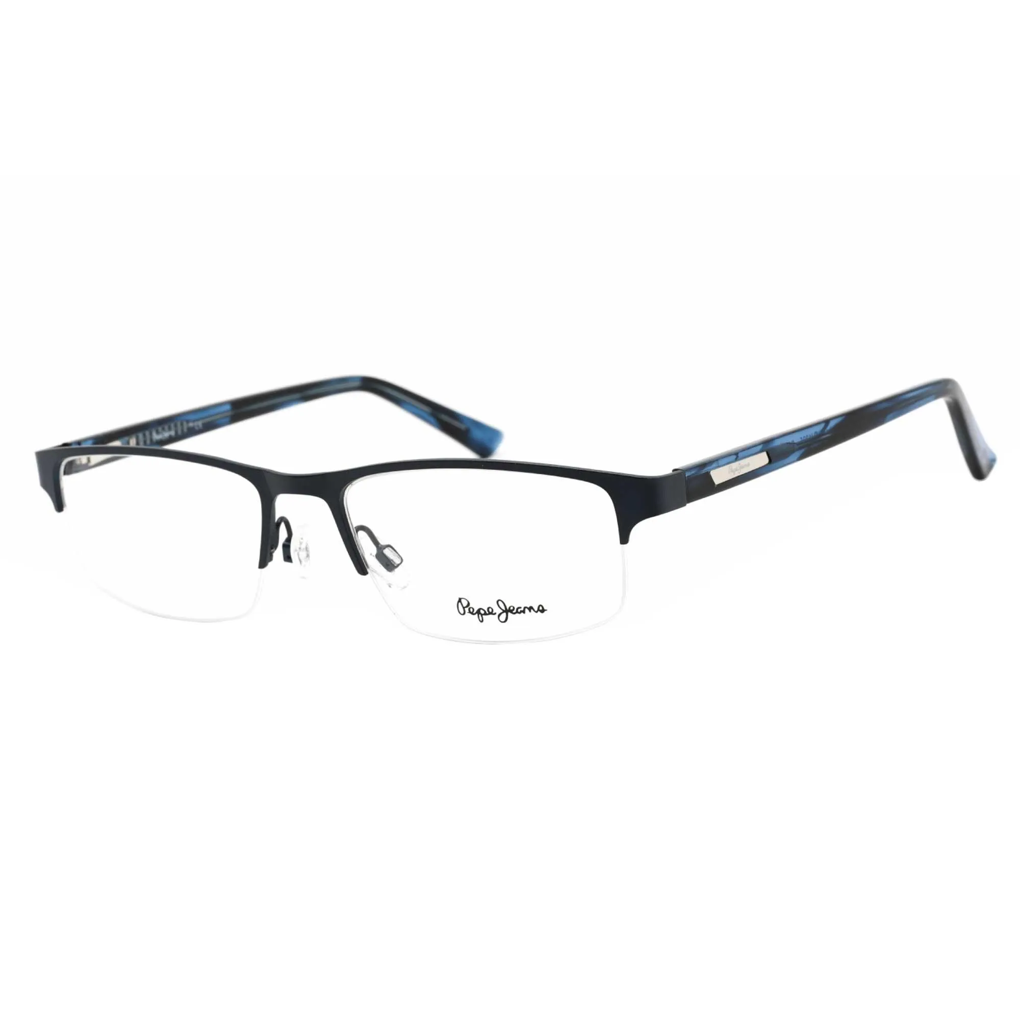 Pepe Jeans Men's Eyeglasses - Blue Rectangular Semi-Rimless Metal Frame | PJ1335 C3
