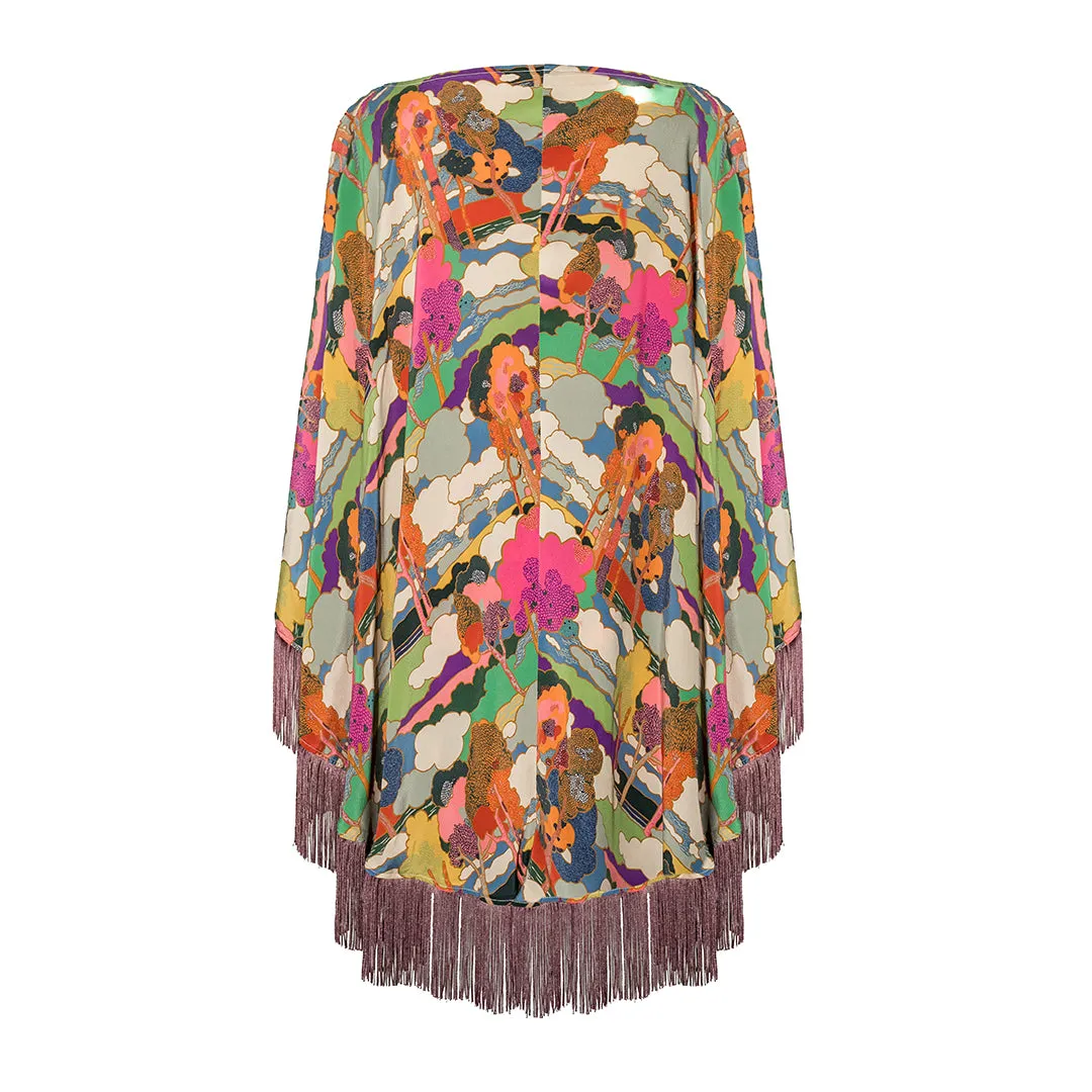 MASON by MASON'S DAUGHTER Kathleen Dress, Printed Crepe de Chin Chilly Weather Layer