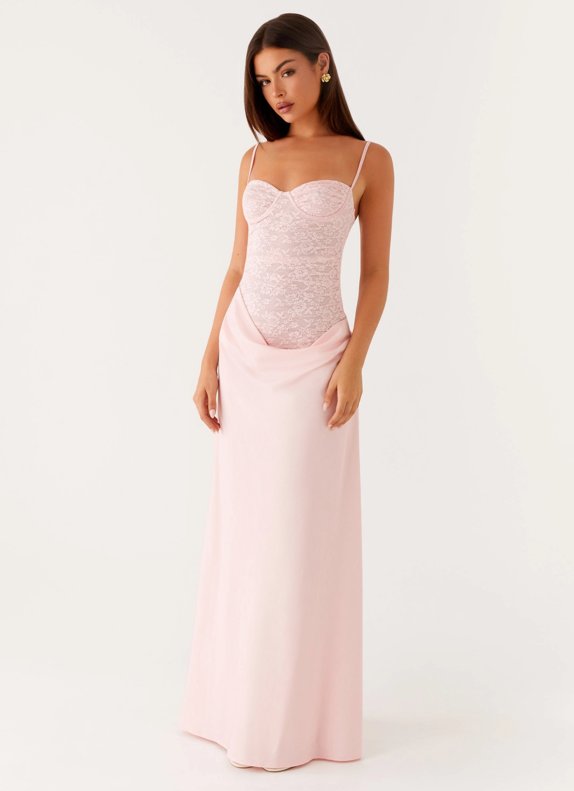 Smooth Finish Light Fabric Romy Maxi Dress - Pink