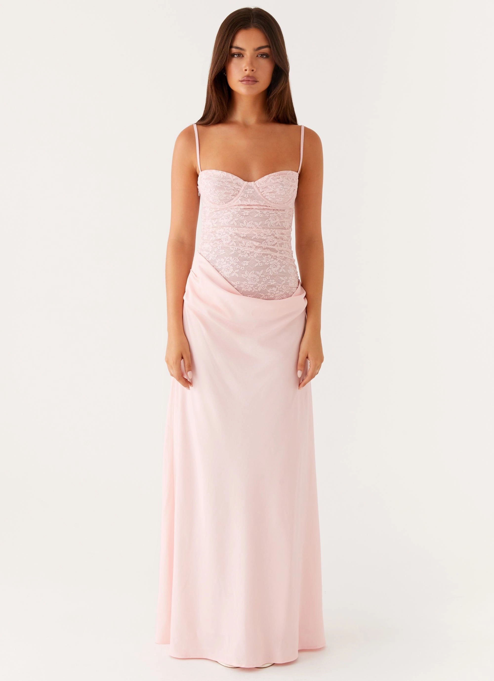 Soft Draping Fresh Aesthetic Romy Maxi Dress - Pink