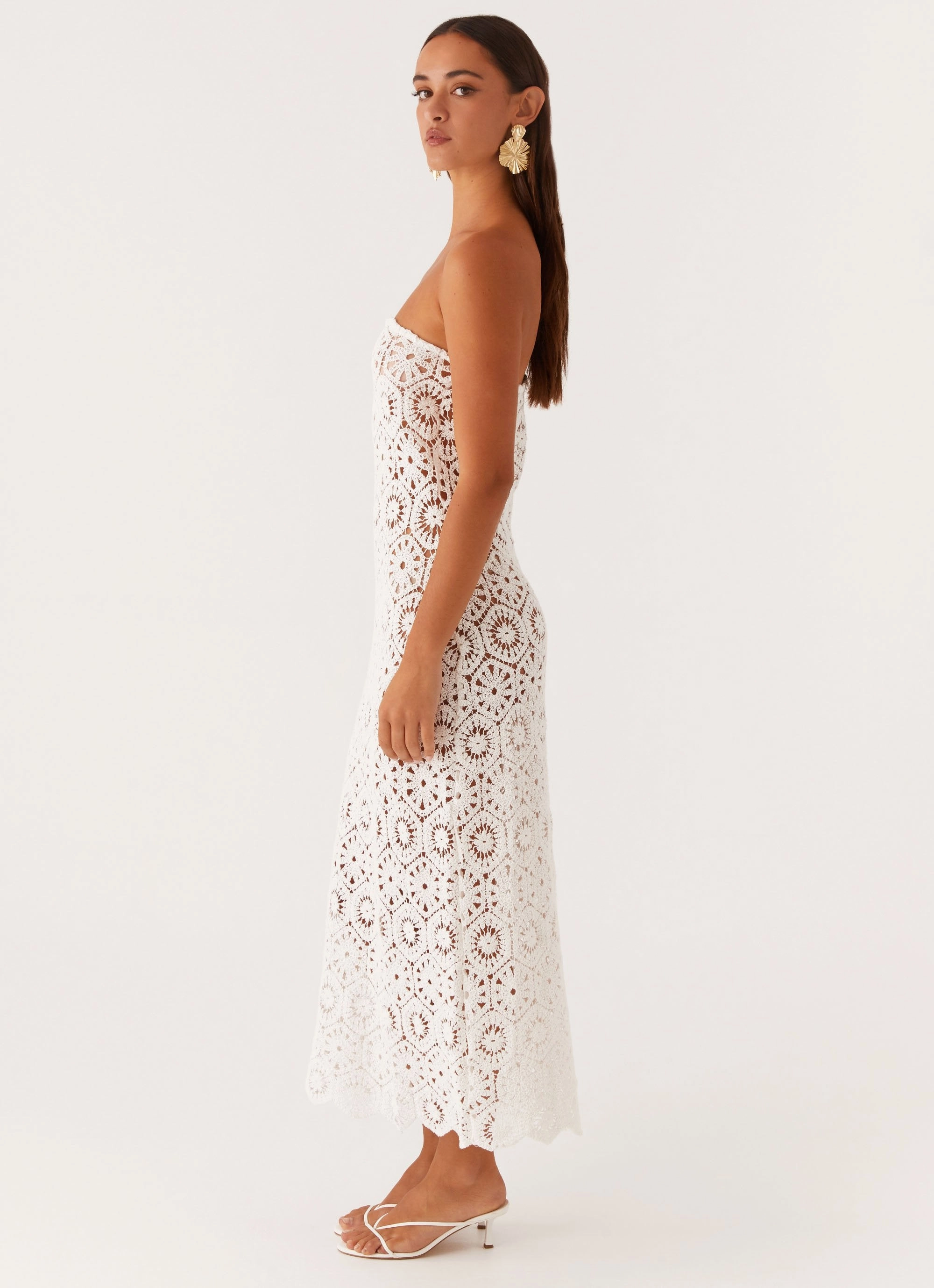 Silk Air Kingsly Crochet Maxi Dress - White