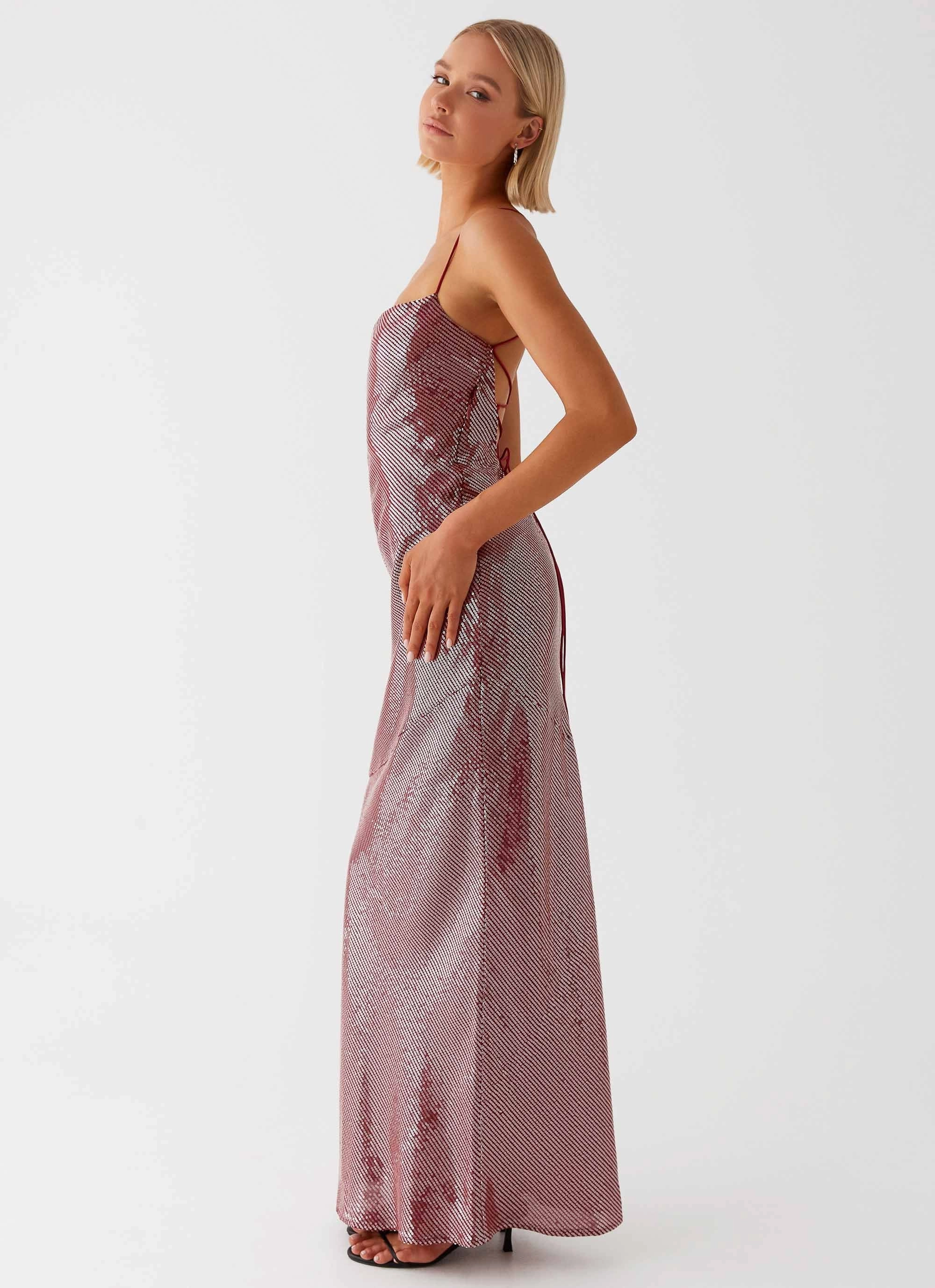 Jada Sequin Maxi Dress - Red Effortless Touch