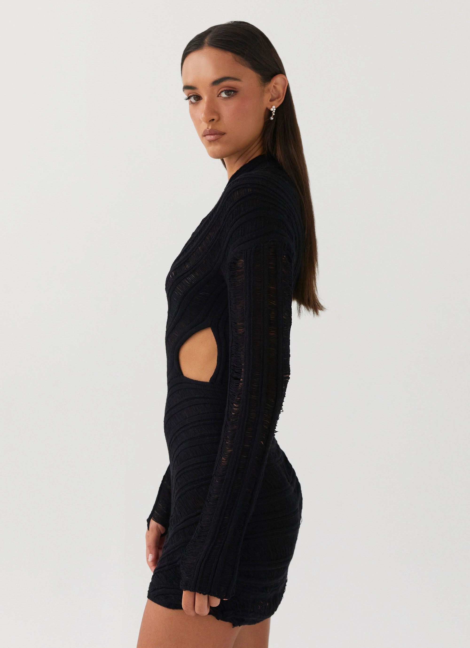 Elegant knee-length dress Natural Light Angels Wing Dress - Black