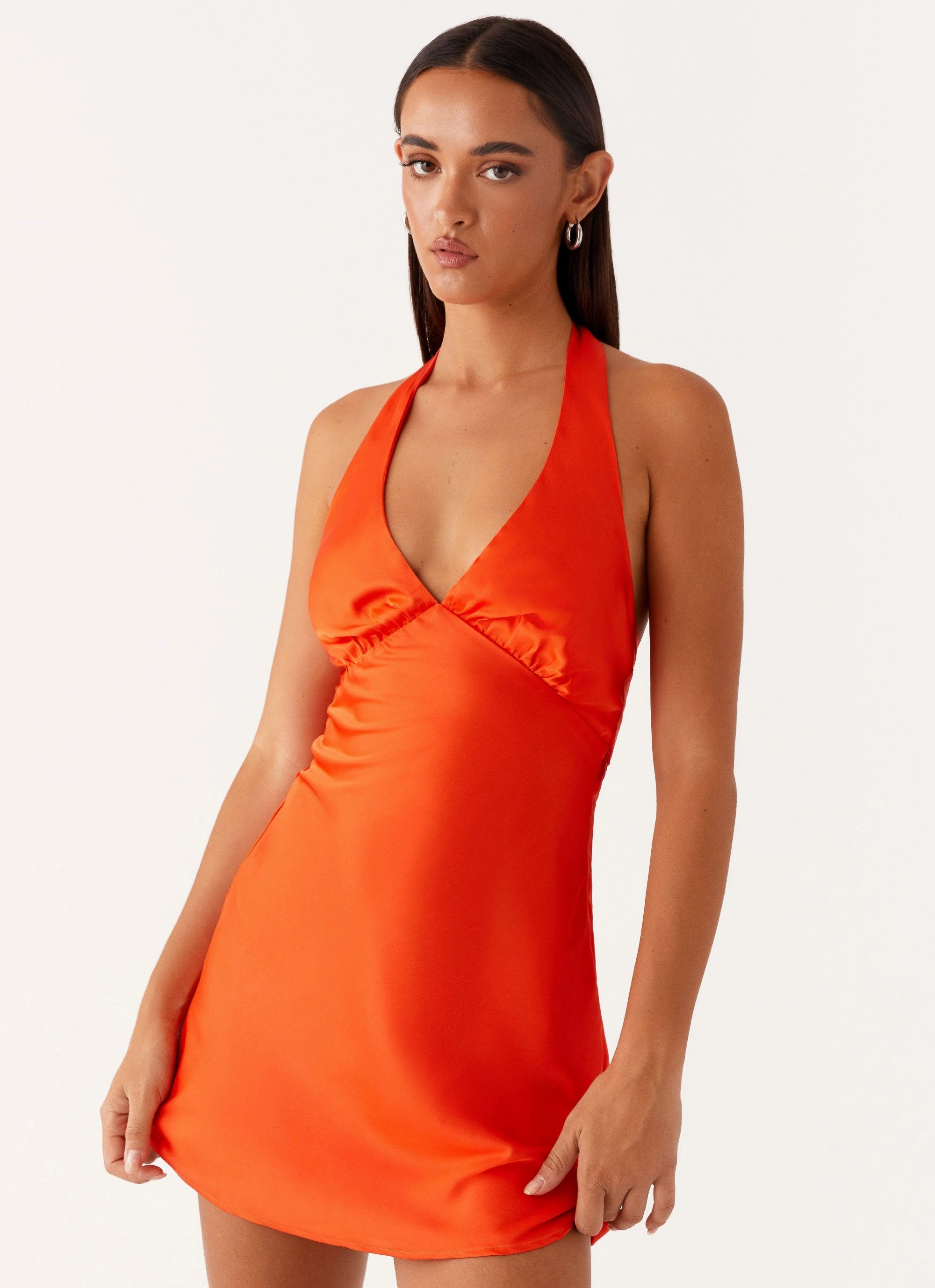 Heavy Hearted Mini Dress - Orange Elegant Mature