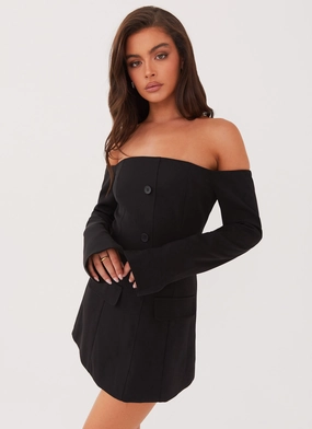 Dominique Blazer Mini Dress - Black Olive Tone Pure Vibes