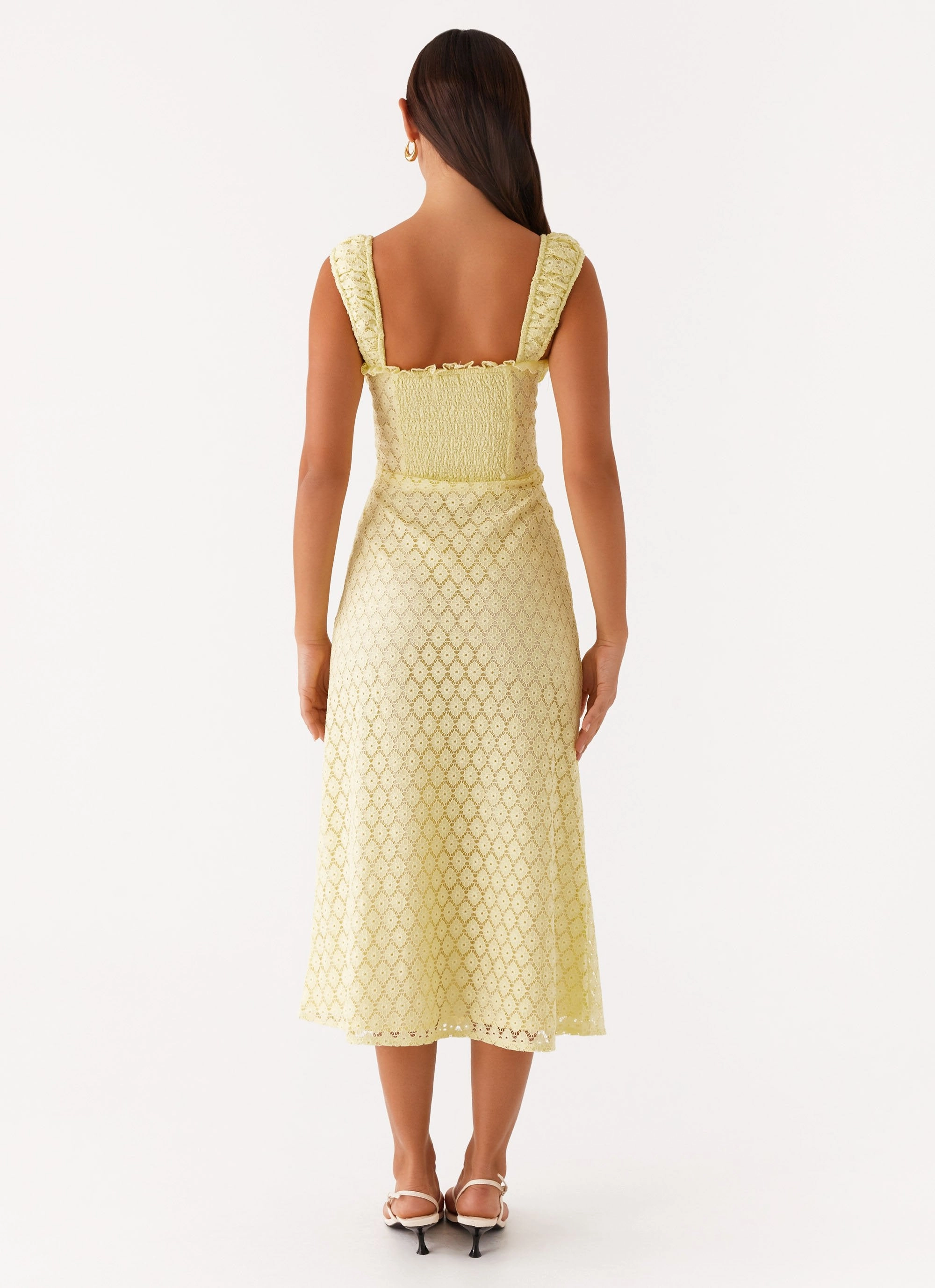 Semi Casual City Style Keziah Tie Front Midi Dress - Lemon