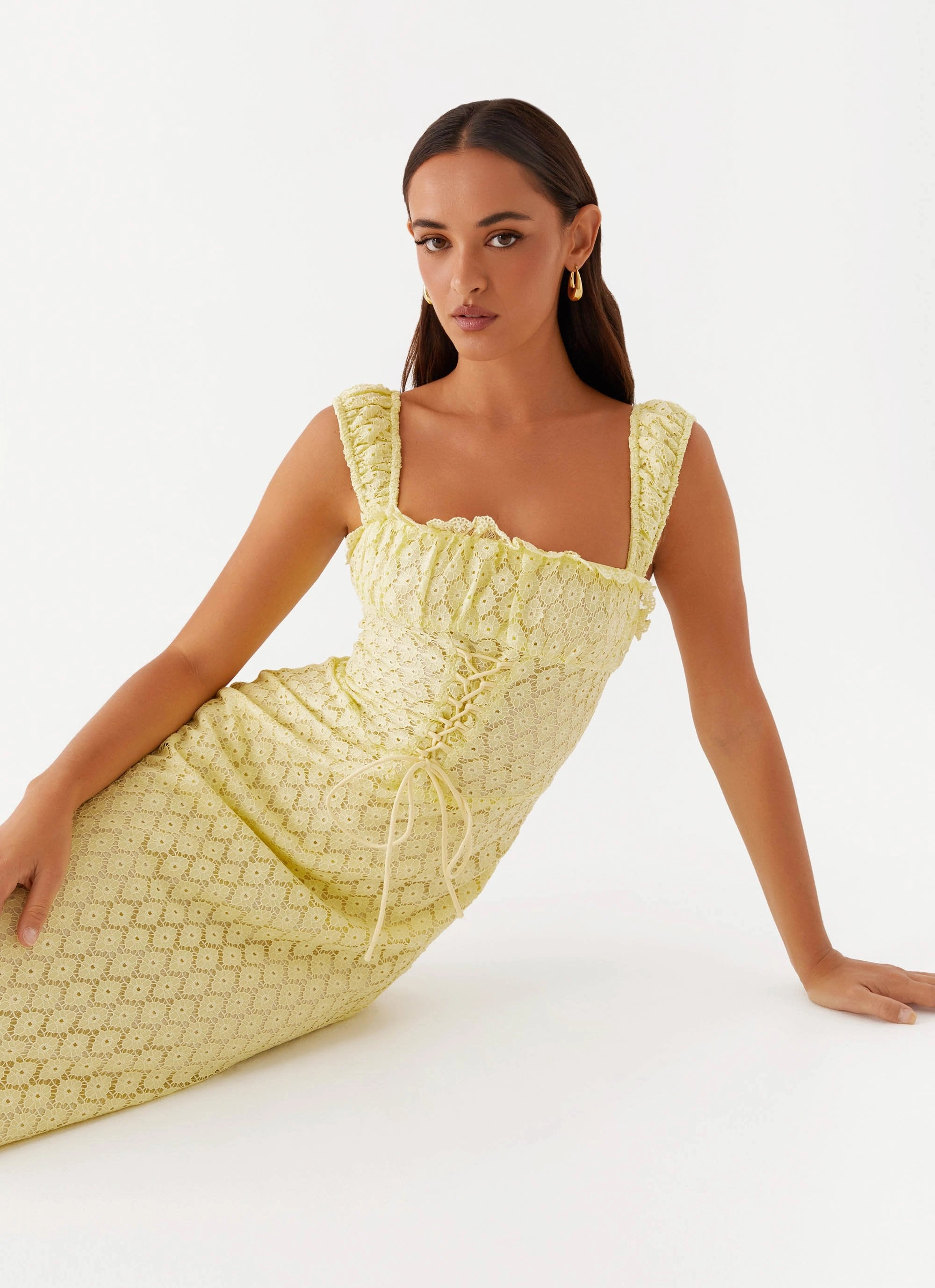 Lounge Mood Keziah Tie Front Midi Dress - Lemon
