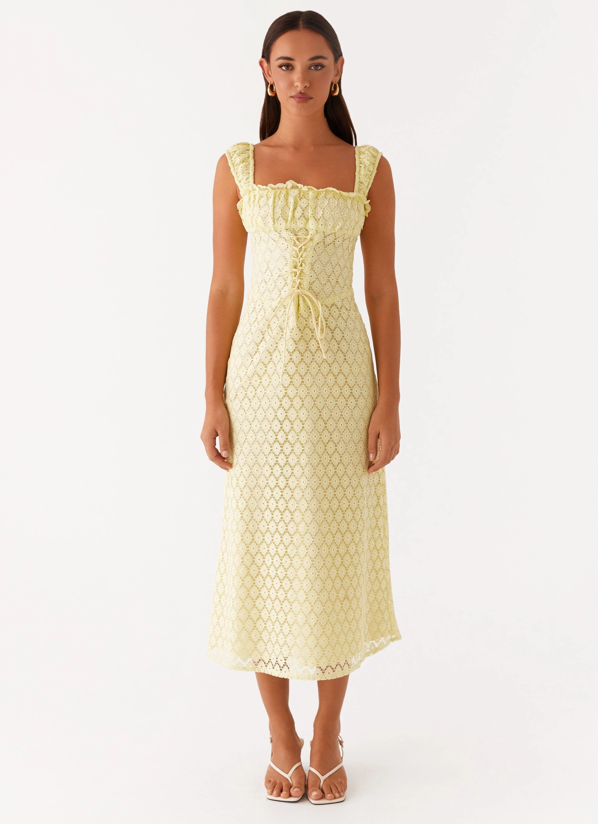Keziah Tie Front Midi Dress - Lemon Street Flex Delicate Edge