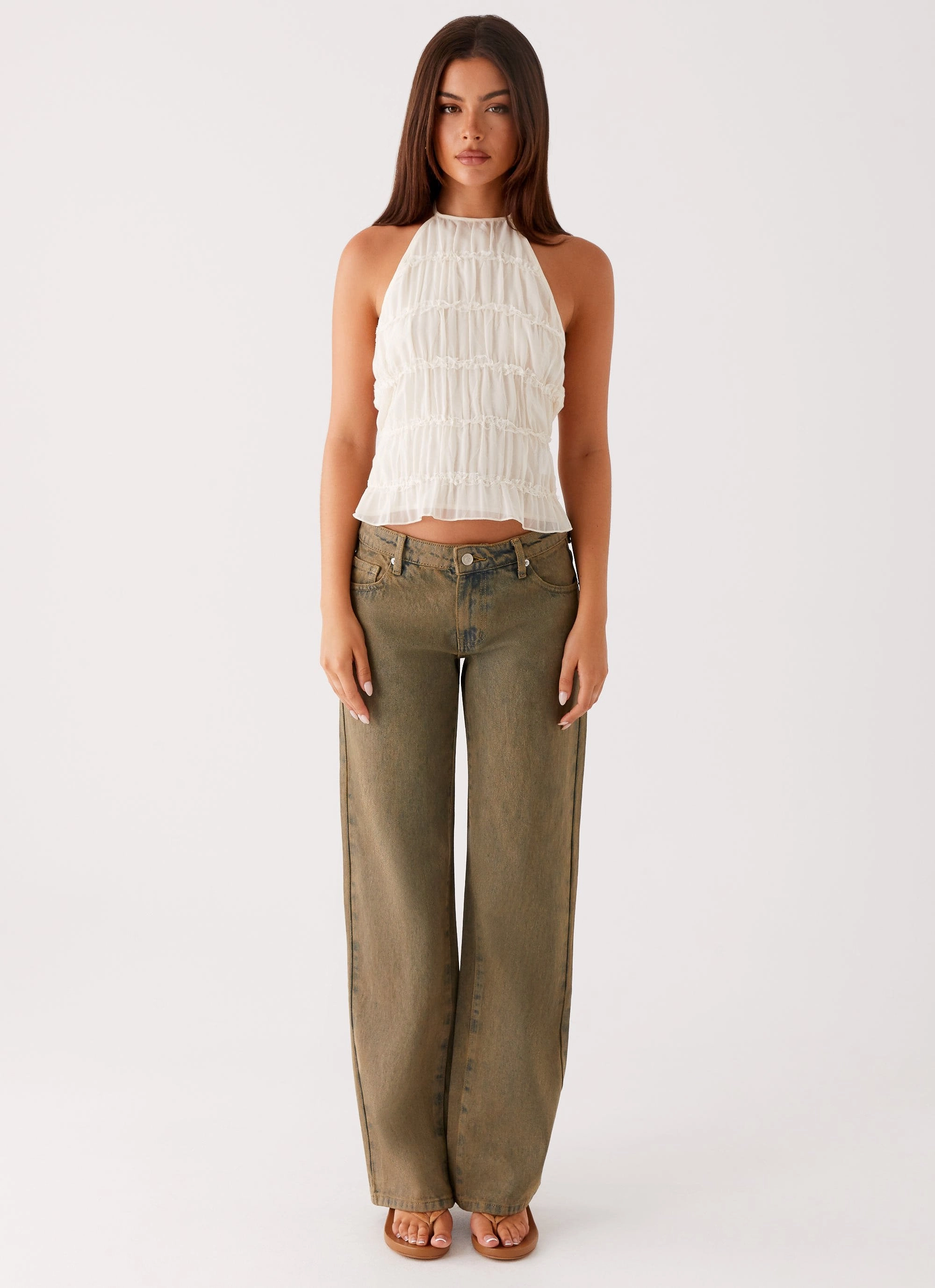 Bamboo Derived Material Breathable Construction Bennie Halter Top - Ivory