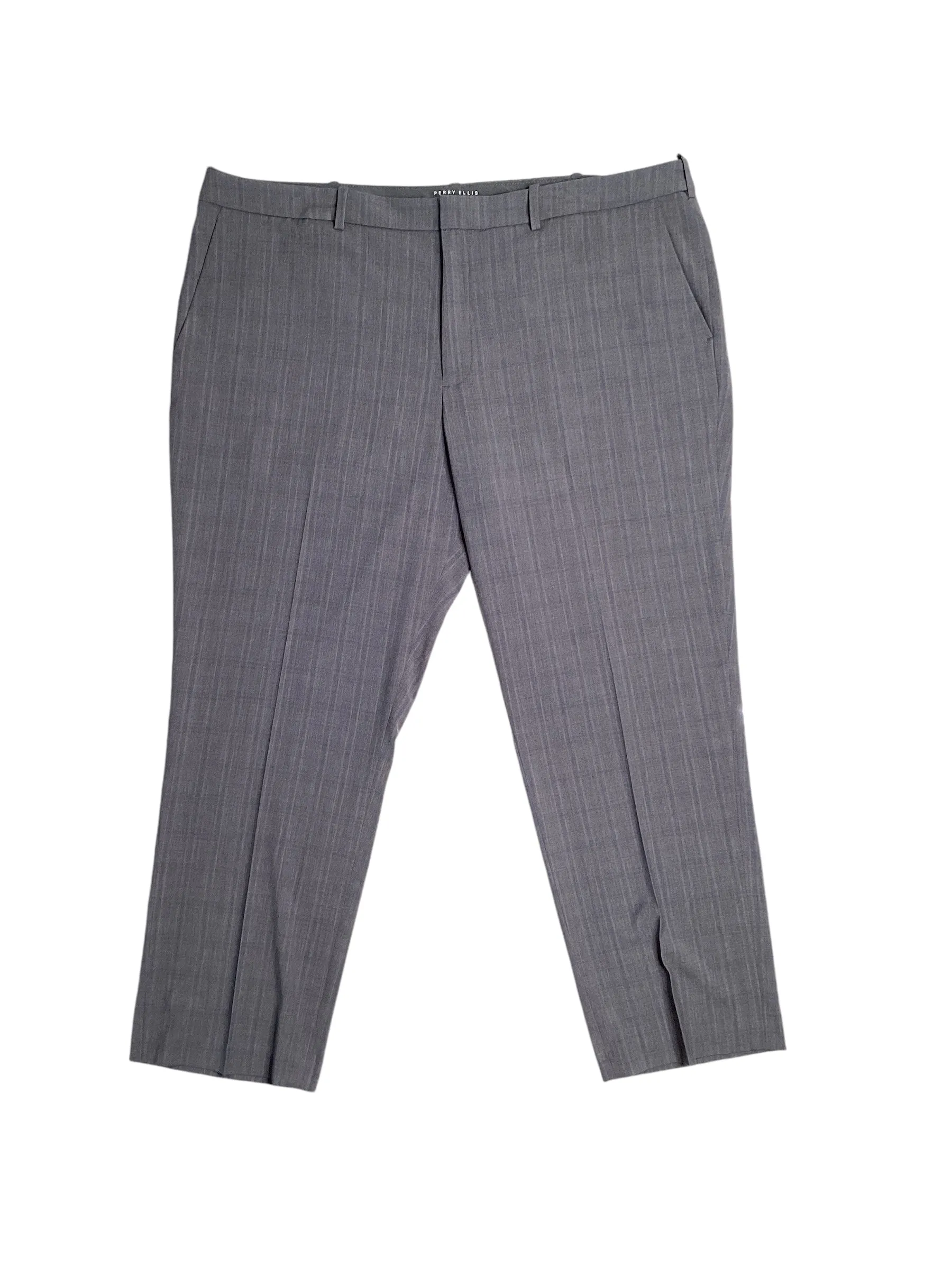 Perry Ellis Portfolio Mens Modern Fit Stretch Plaid Dress Pants Grey 42 x 30