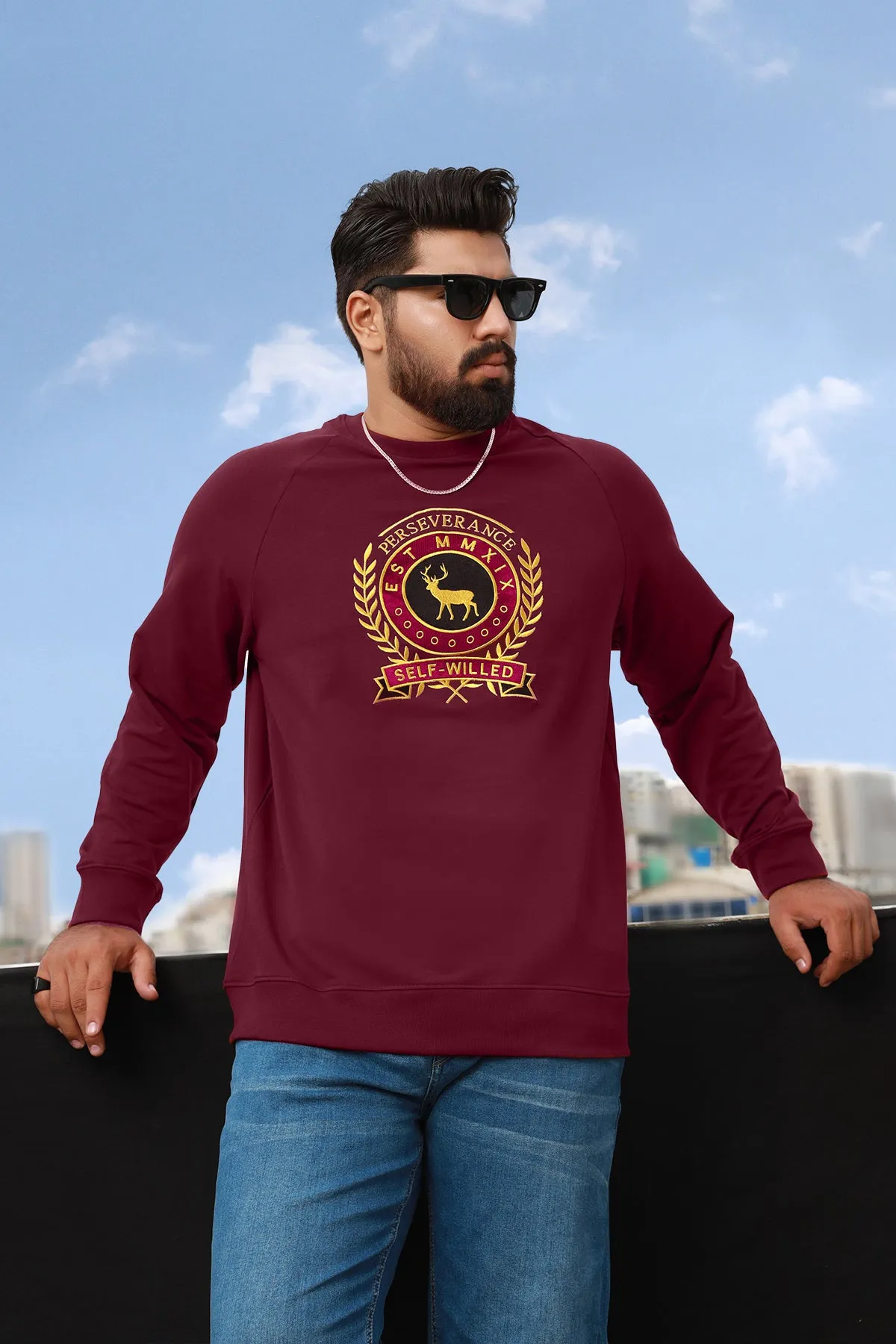 Perseverance Raglan Maroon Sweatshirt (Plus Size) - W22 - MSW051P