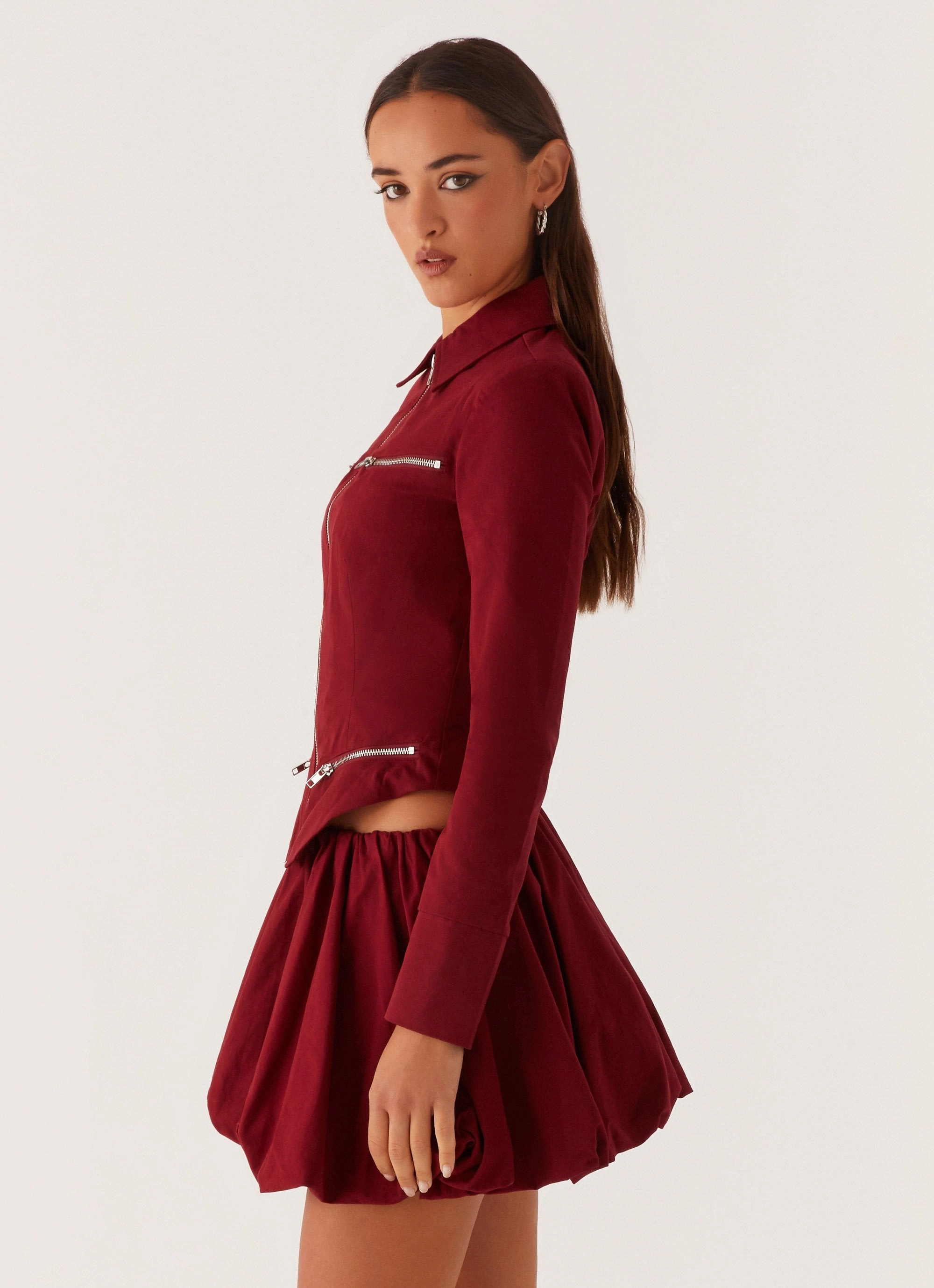 Stretch Technology Petra Fitted Zip Top - Mulberry