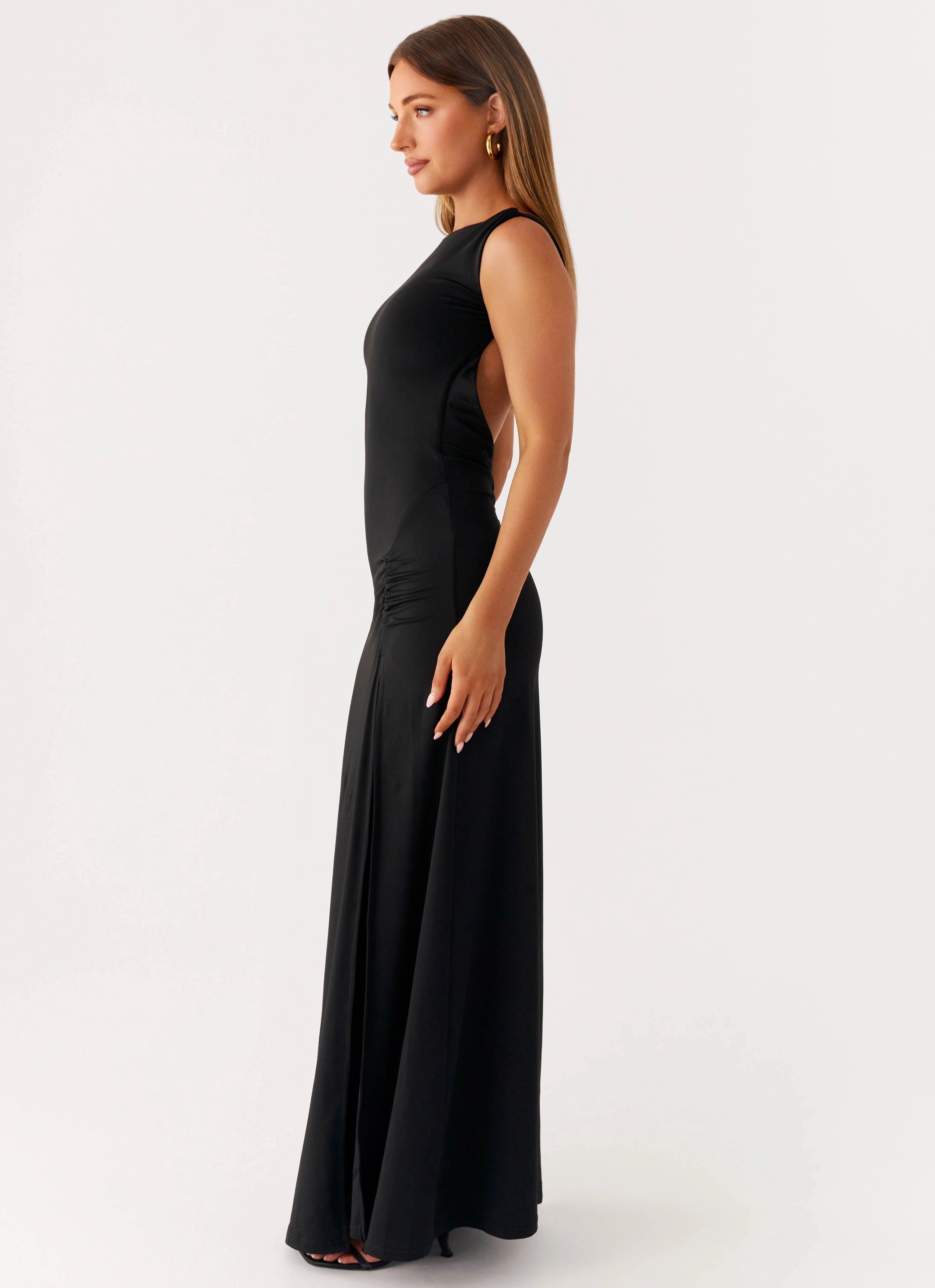 Phianne Maxi Dress - Black Satin-Finish Light Fabrication